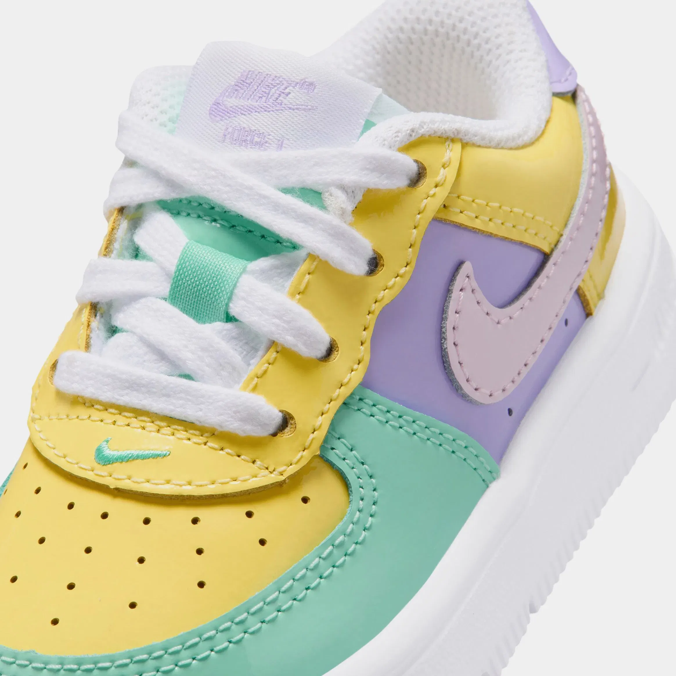 Nike Air Force 1' 07 Easter Infant Toddler Lifestyle Shoes (Yellow Pulse/Pink Foam/Hydrangeas)