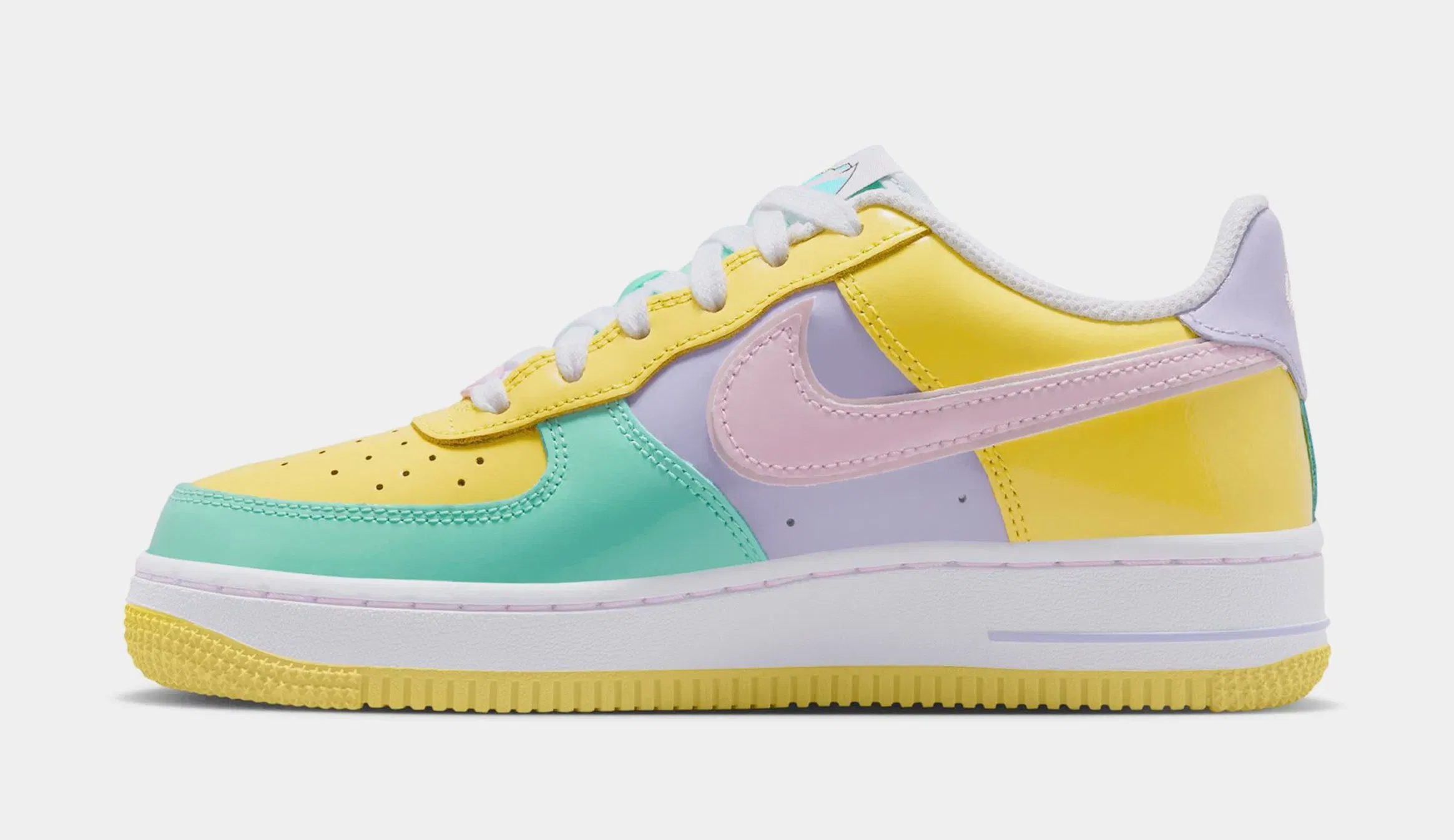 Nike Air Force 1' 07 Easter Grade School Lifestyle Shoes (Yellow Pulse/Pink Foam/Hydrangeas)