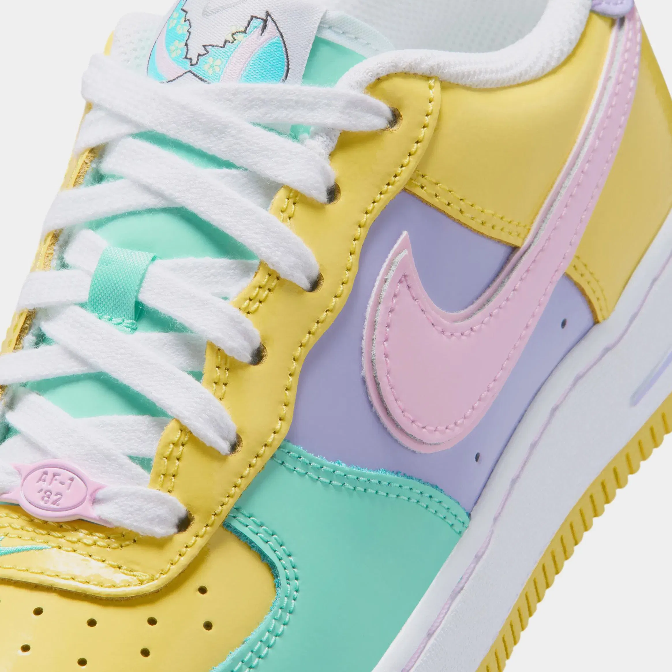 Nike Air Force 1' 07 Easter Grade School Lifestyle Shoes (Yellow Pulse/Pink Foam/Hydrangeas)