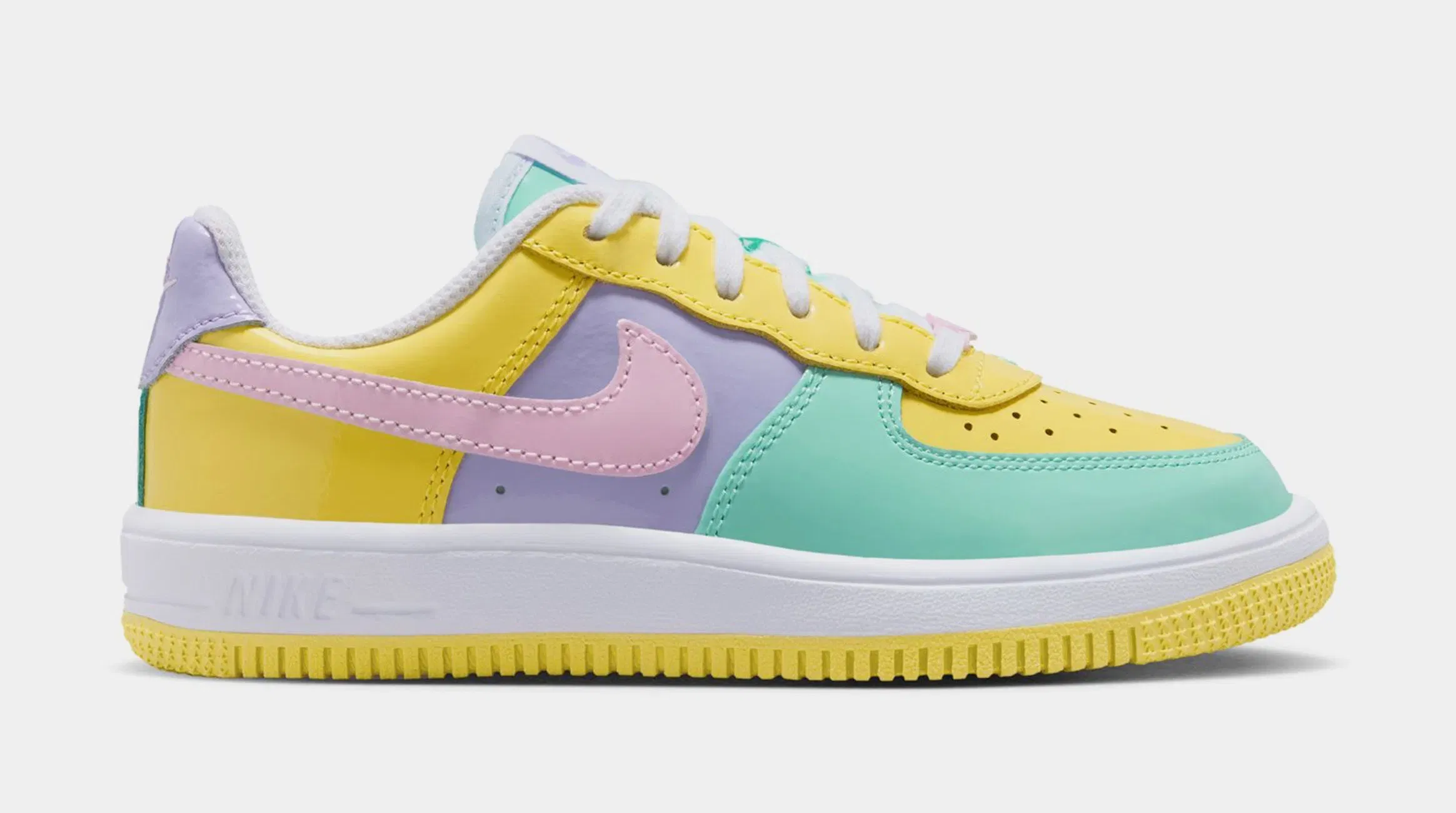 Nike Air Force 1 '07 Easter Preschool Lifestyle Shoes (Yellow Pulse/Pink Foam/Hydrangeas)
