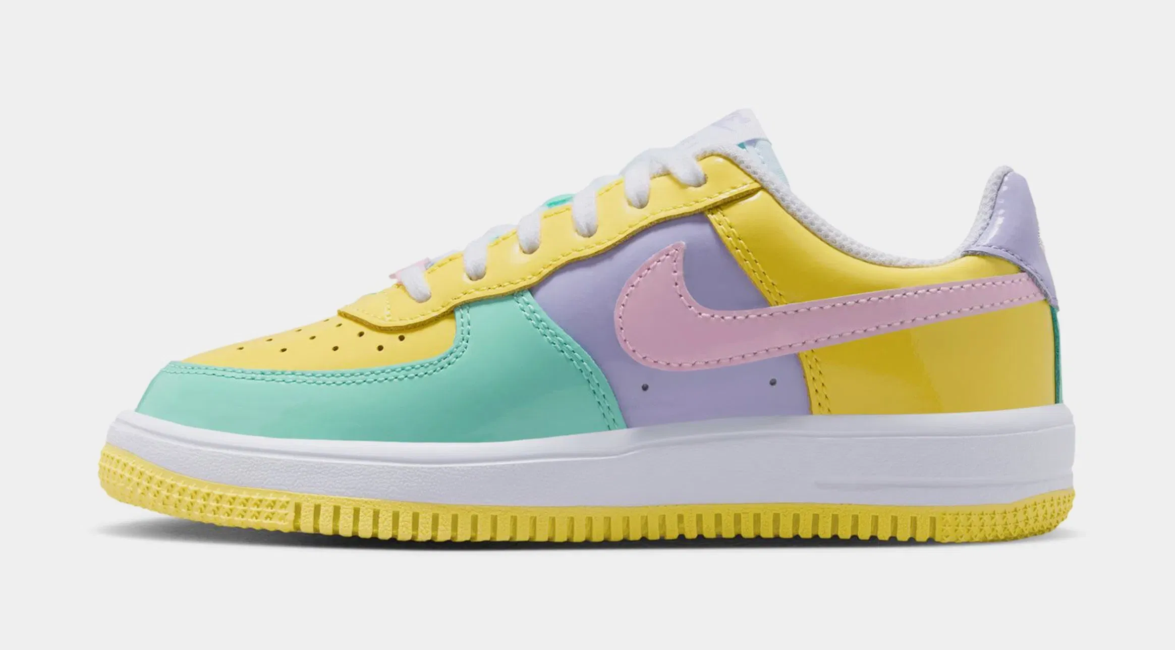 Nike Air Force 1 '07 Easter Preschool Lifestyle Shoes (Yellow Pulse/Pink Foam/Hydrangeas)