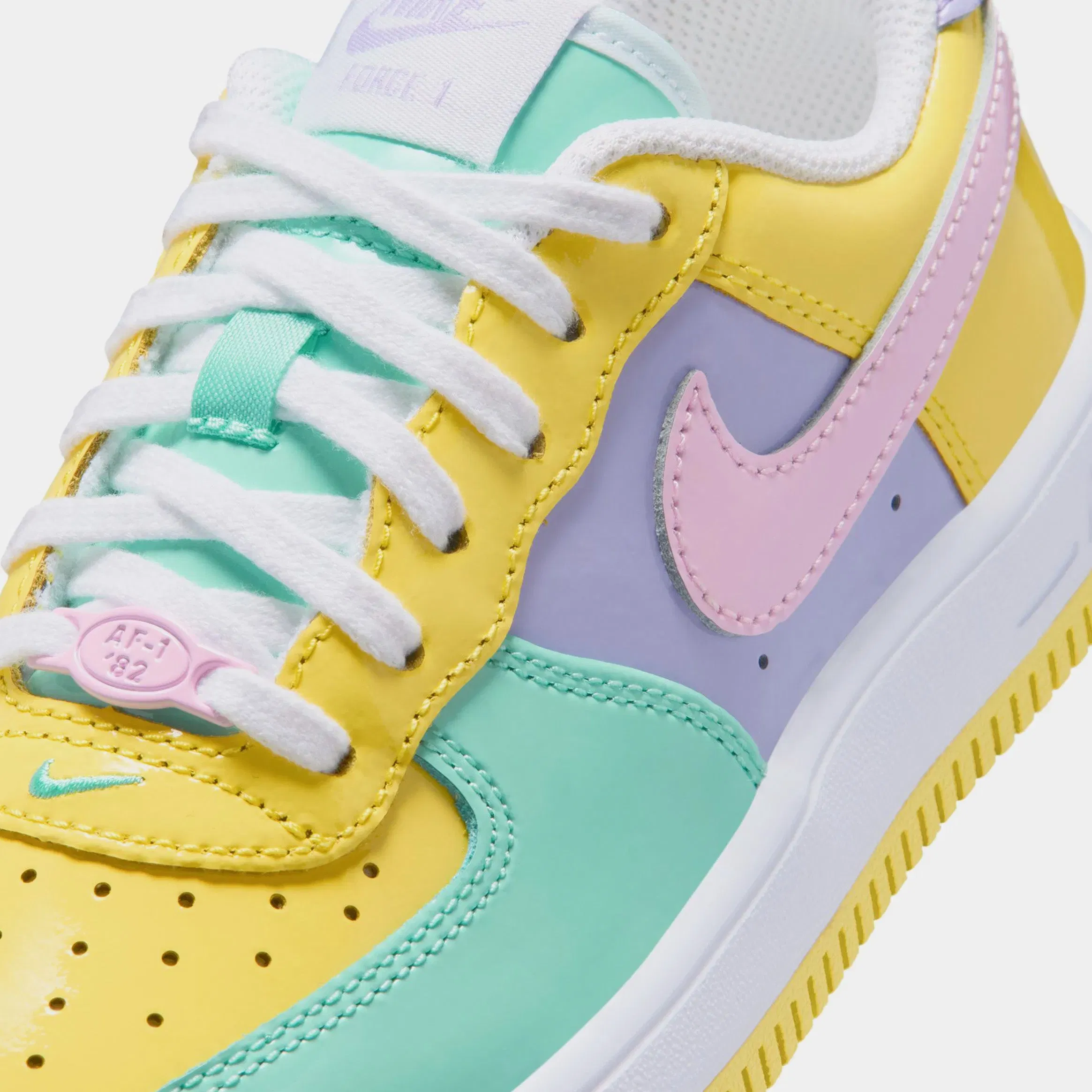 Nike Air Force 1 '07 Easter Preschool Lifestyle Shoes (Yellow Pulse/Pink Foam/Hydrangeas)