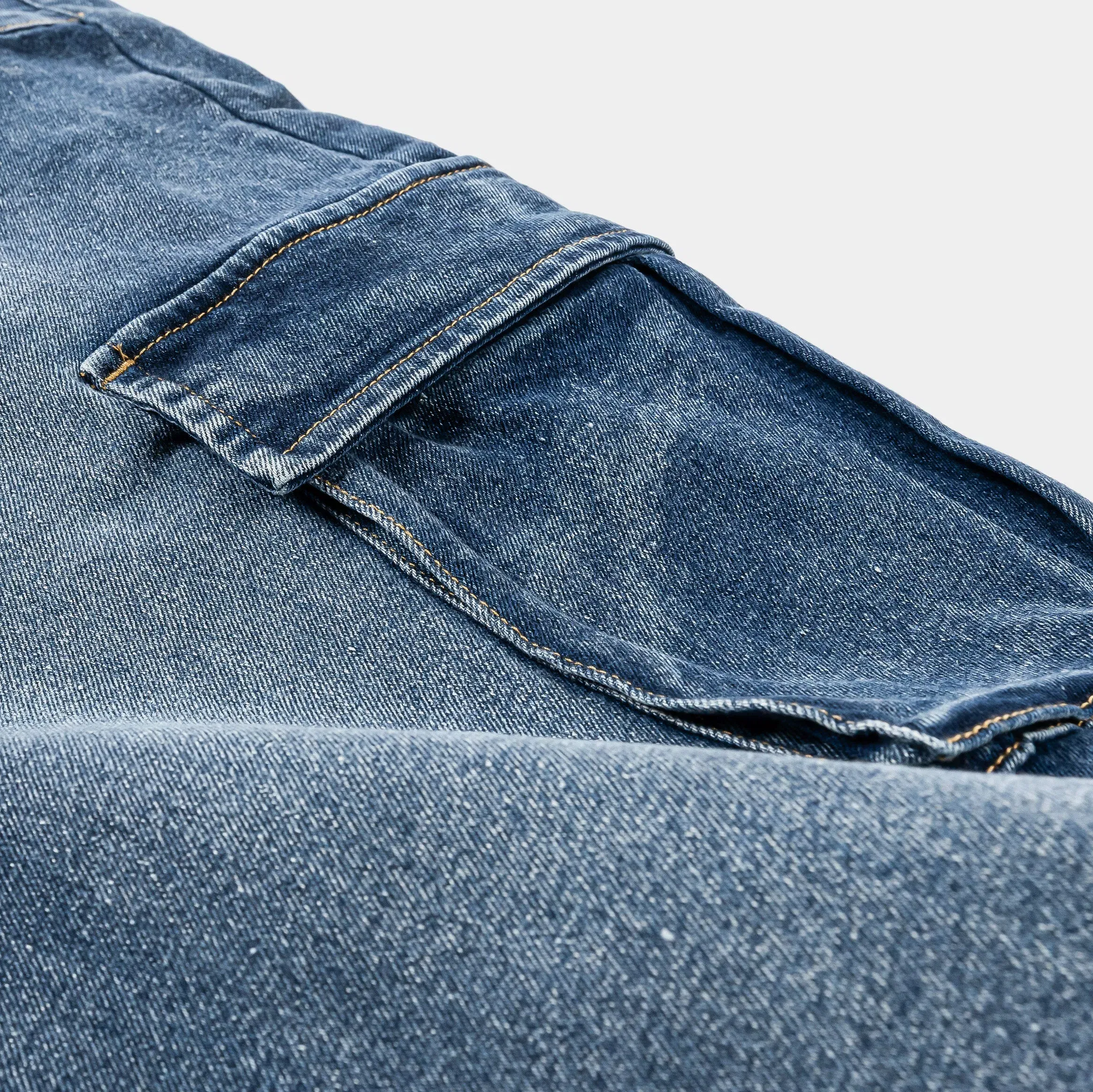 ROUTE TO RICHES Cargo Pocket Denim Mens Pants (Blue)