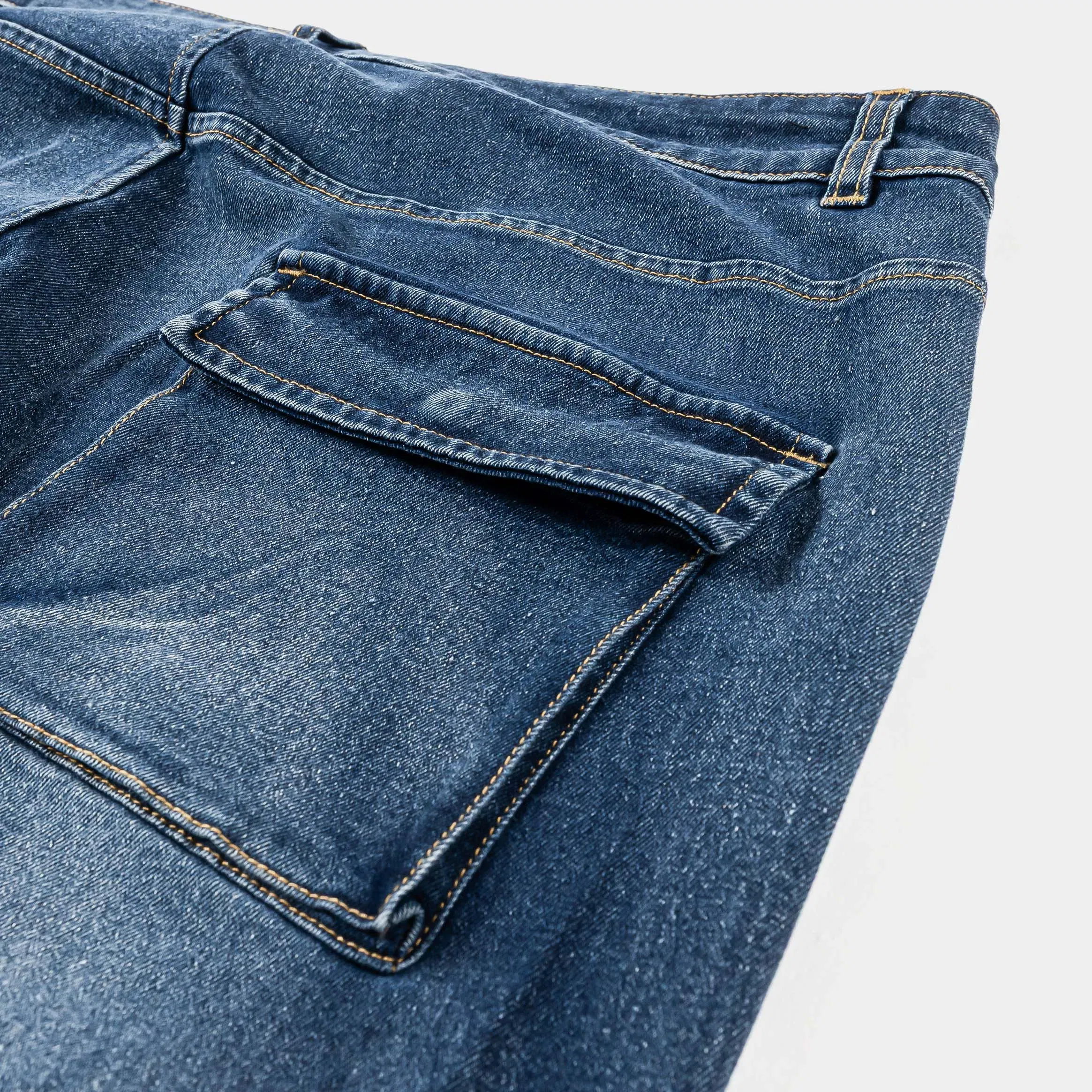 ROUTE TO RICHES Cargo Pocket Denim Mens Pants (Blue)