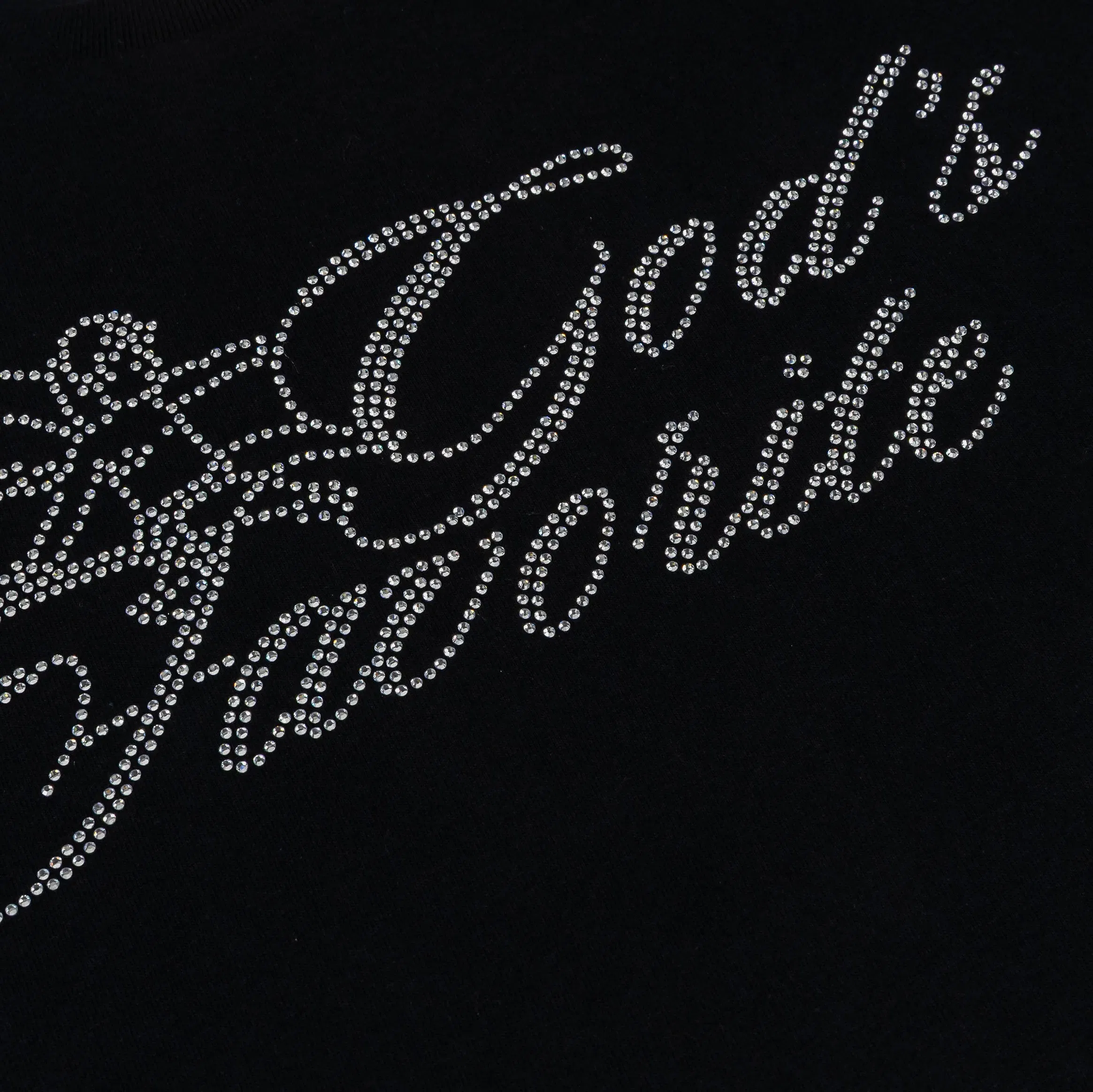 MAISON ARTICLE Rhinestone God's Favorite Cropped Womens Short Sleeve Shirt (Black/Black)