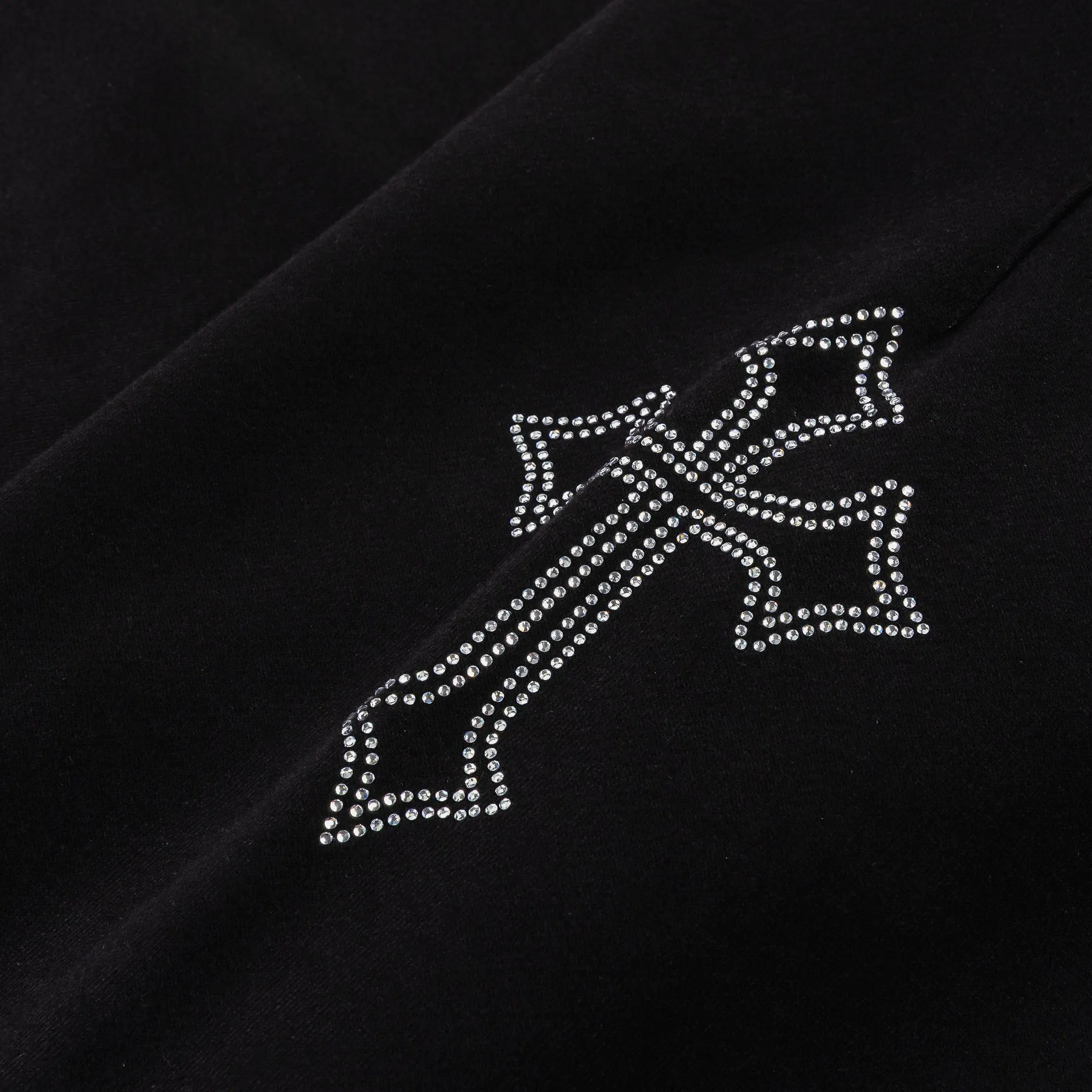 MAISON ARTICLE Rhinestone Crosses Womens Sweatpants (Black/Black)