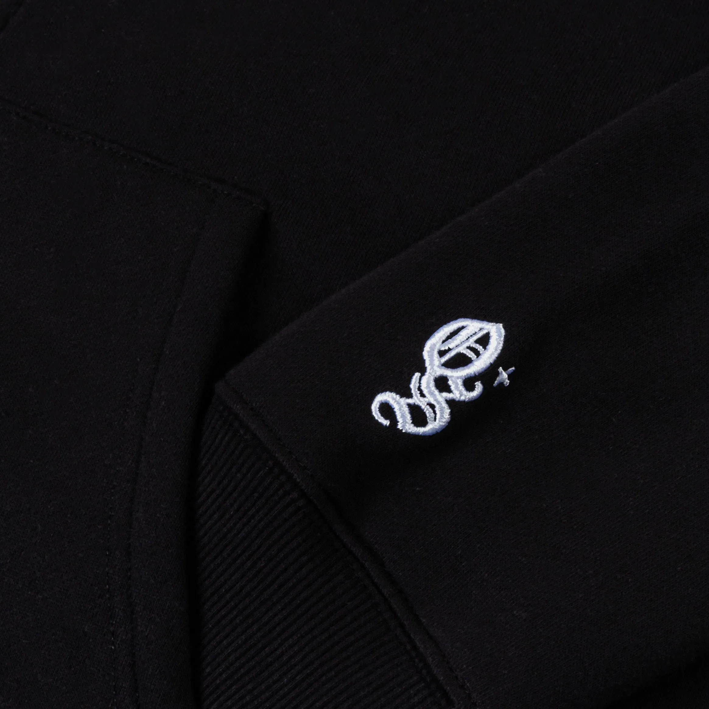 MAISON ARTICLE Mary Tears Cropped Zip Up Fleece Womens Hoodie (Black/Black)