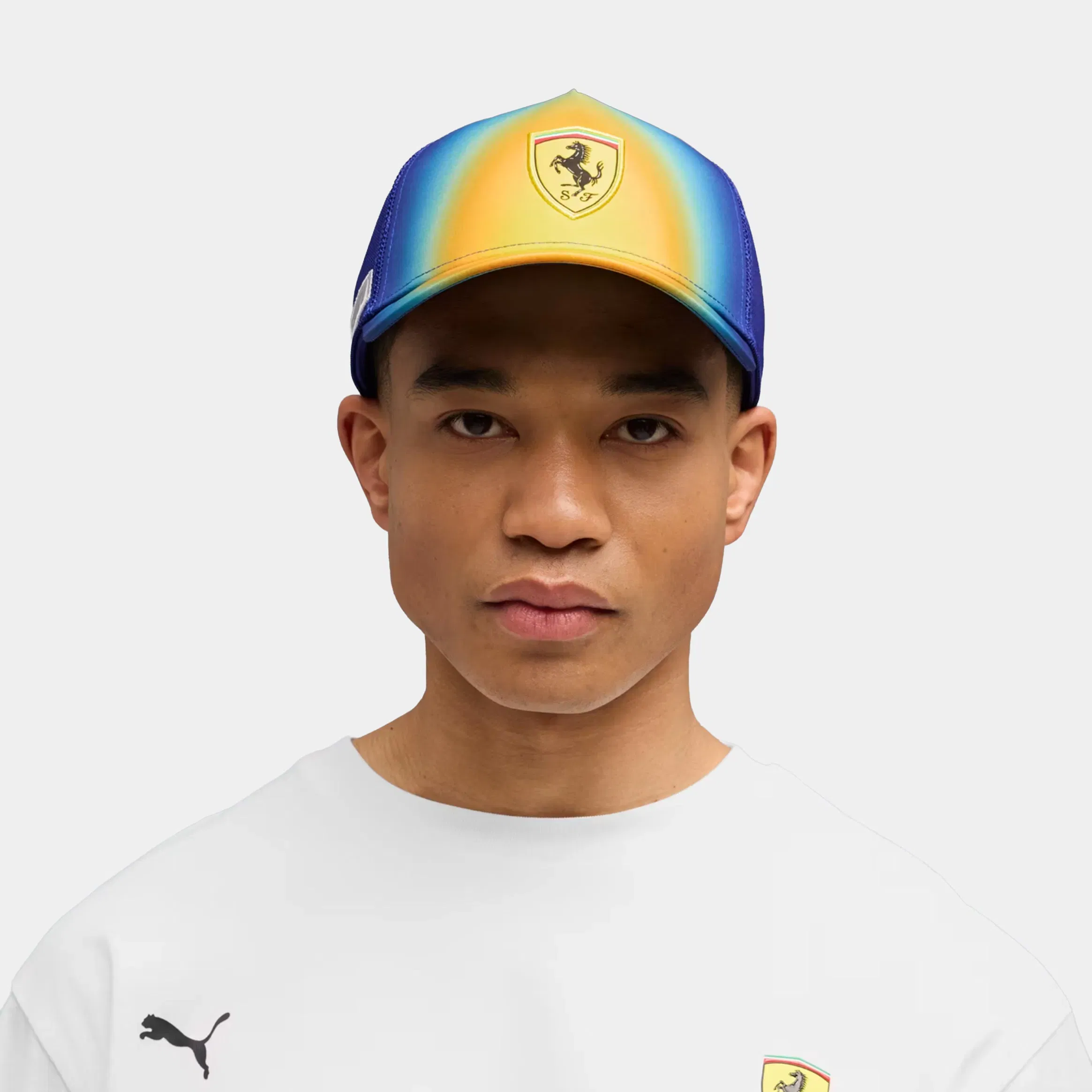 Puma Scuderia Ferrari Miami Trucker Snapback Mens Hat (Speed Yellow)