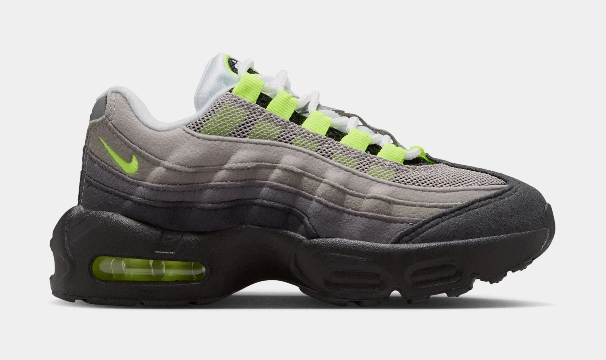 Nike Air Max 95 Big Bubble Neon Preschool Running Shoes (Black/Neon Yellow/Anthracite/Light Graphite)