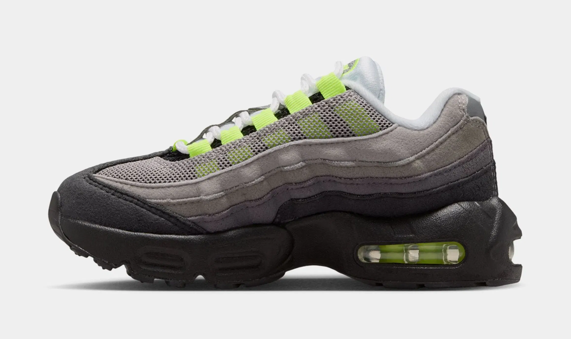 Nike Air Max 95 Big Bubble Neon Preschool Running Shoes (Black/Neon Yellow/Anthracite/Light Graphite)