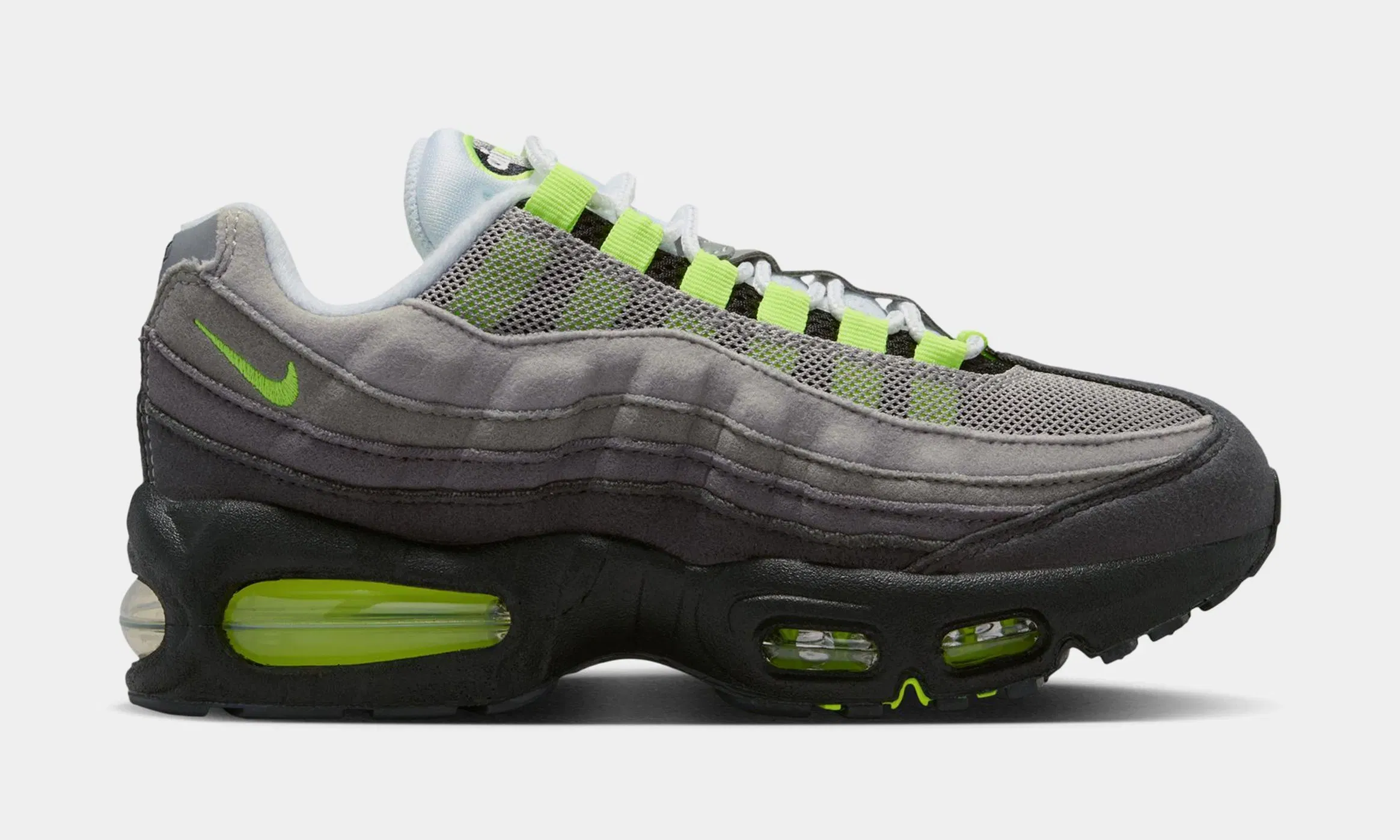 Nike Air Max 95 Big Bubble Neon Grade School Running Shoes (Black/Neon Yellow/Anthracite/Light Graphite)