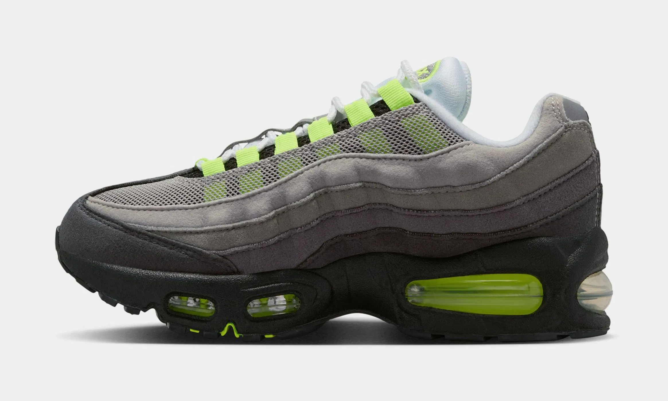 Nike Air Max 95 Big Bubble Neon Grade School Running Shoes (Black/Neon Yellow/Anthracite/Light Graphite)