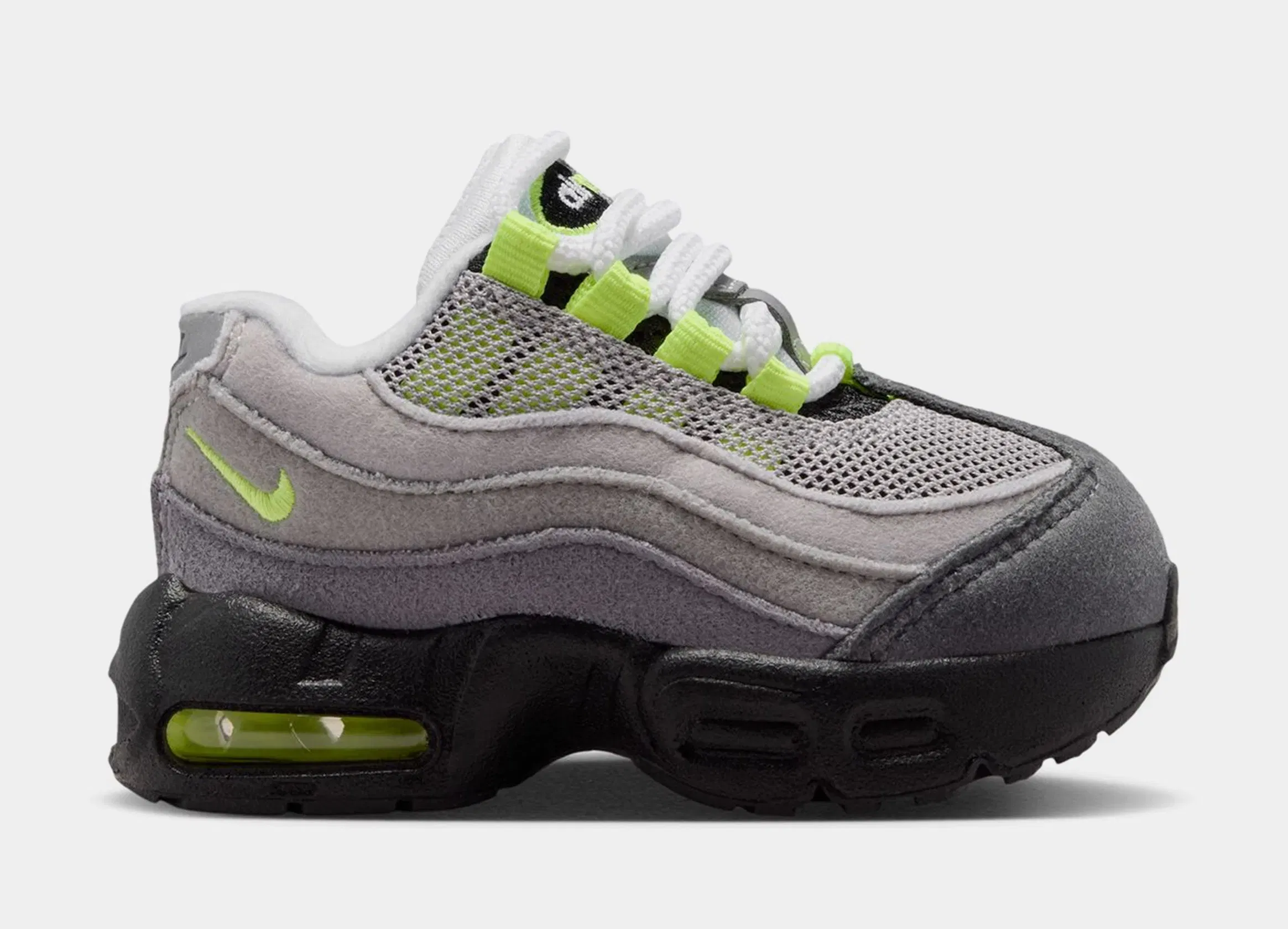 Nike Little Max 95 Big Bubble Neon Infant Toddler Running Shoes (Black/Neon Yellow/Anthracite/Light Graphite)