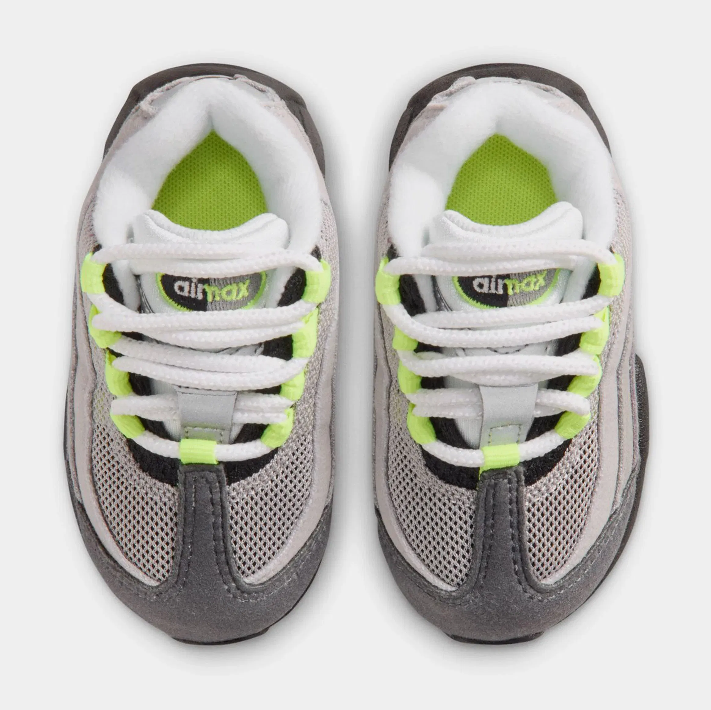 Nike Little Max 95 Big Bubble Neon Infant Toddler Running Shoes (Black/Neon Yellow/Anthracite/Light Graphite)