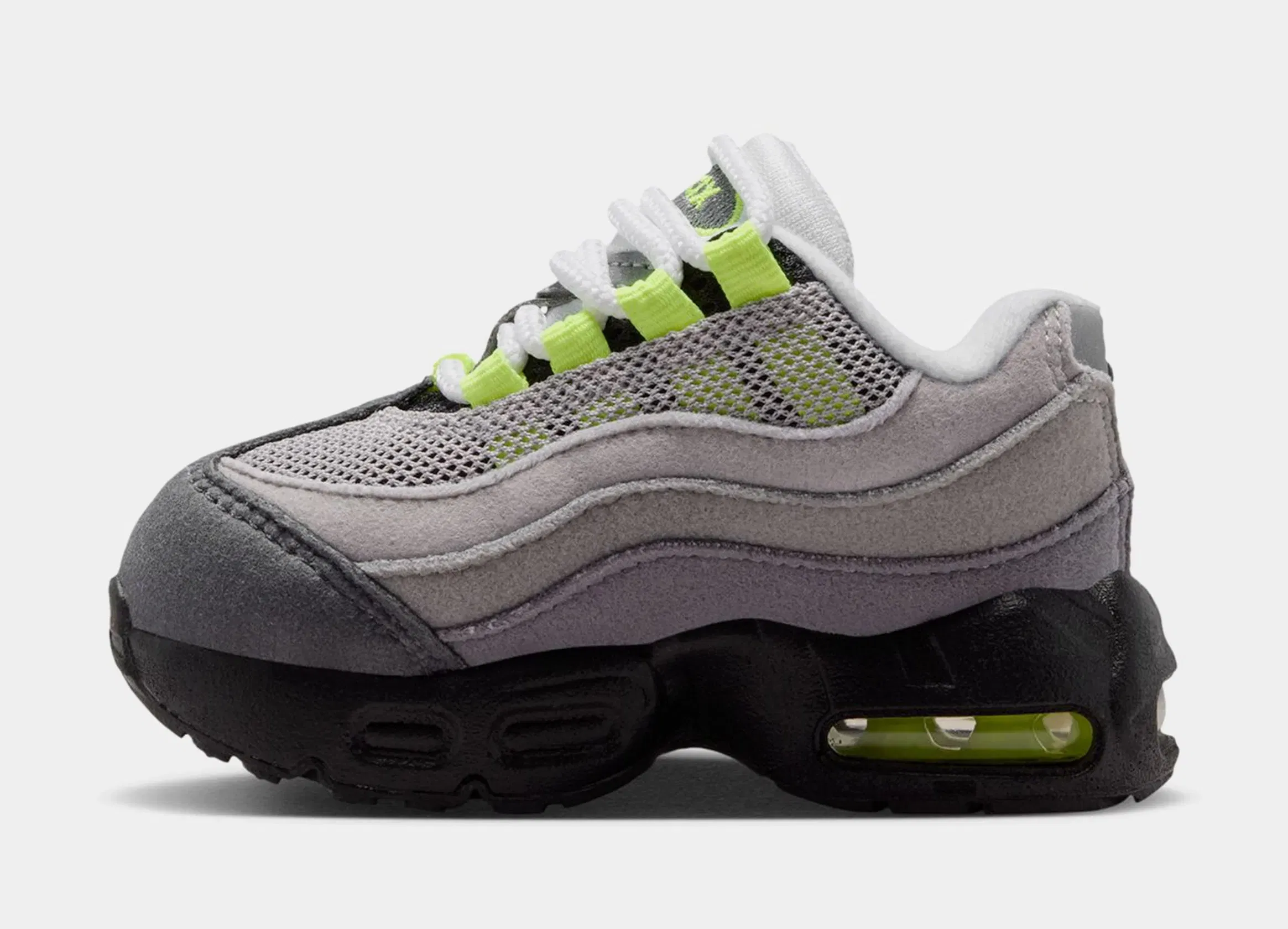 Nike Little Max 95 Big Bubble Neon Infant Toddler Running Shoes (Black/Neon Yellow/Anthracite/Light Graphite)