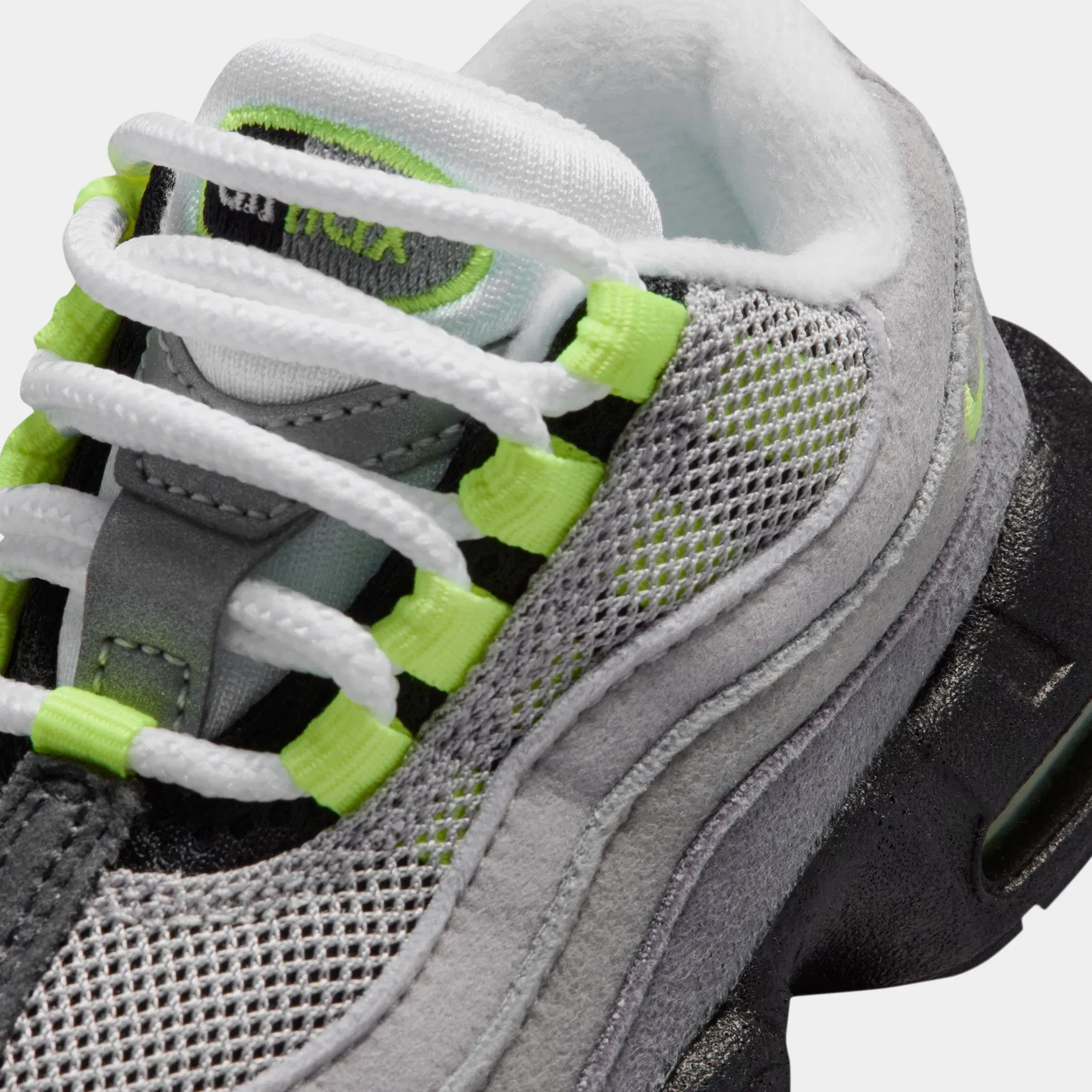 Nike Little Max 95 Big Bubble Neon Infant Toddler Running Shoes (Black/Neon Yellow/Anthracite/Light Graphite)