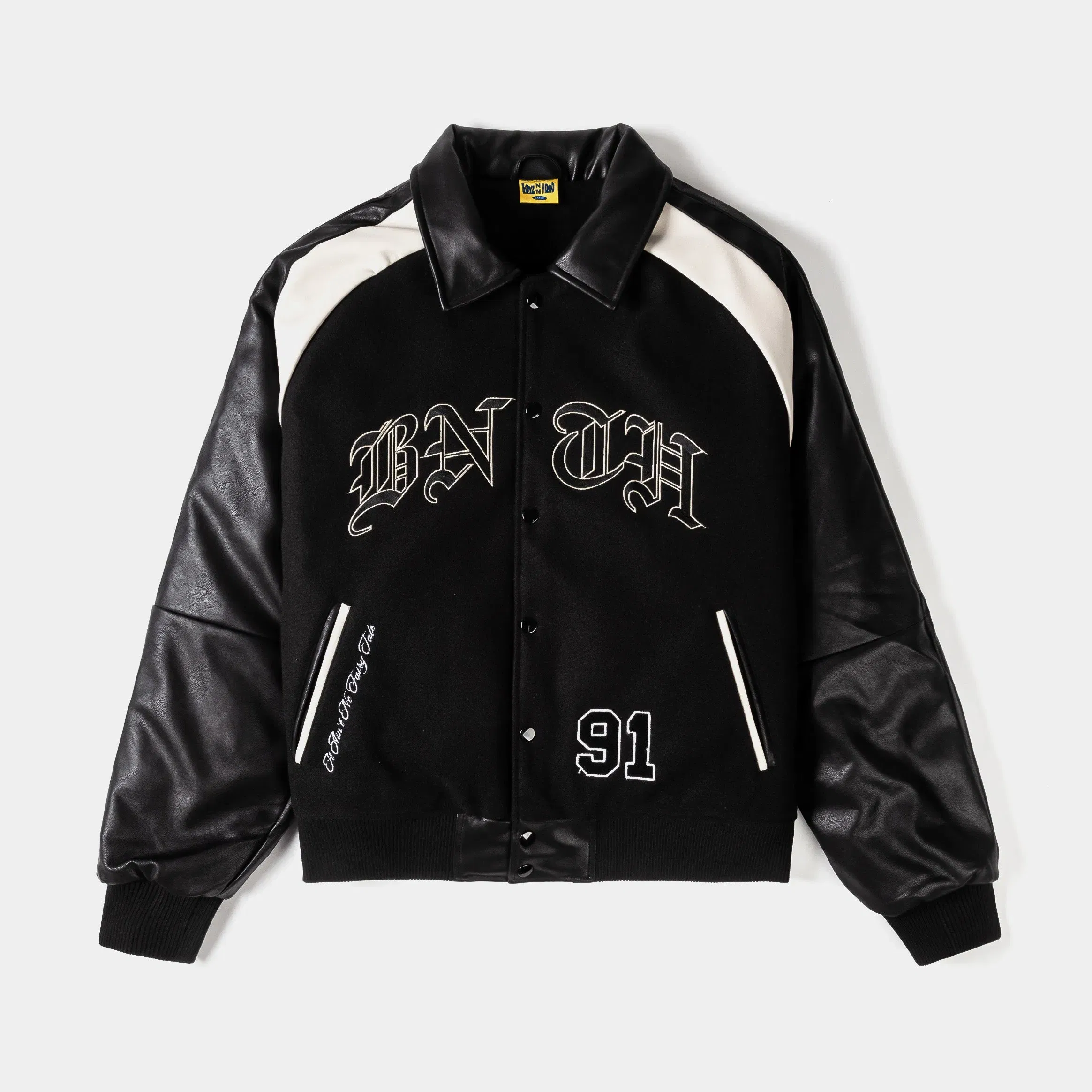 BOYZNTHEHOOD X SP SP x Boyz N The Hood Low Rider Varsity Mens Jacket (Black/White)