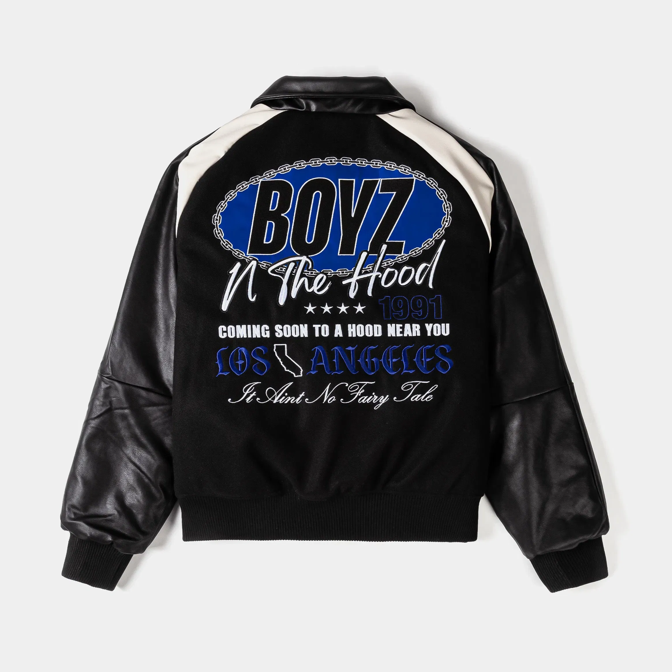 BOYZNTHEHOOD X SP SP x Boyz N The Hood Low Rider Varsity Mens Jacket (Black/White)
