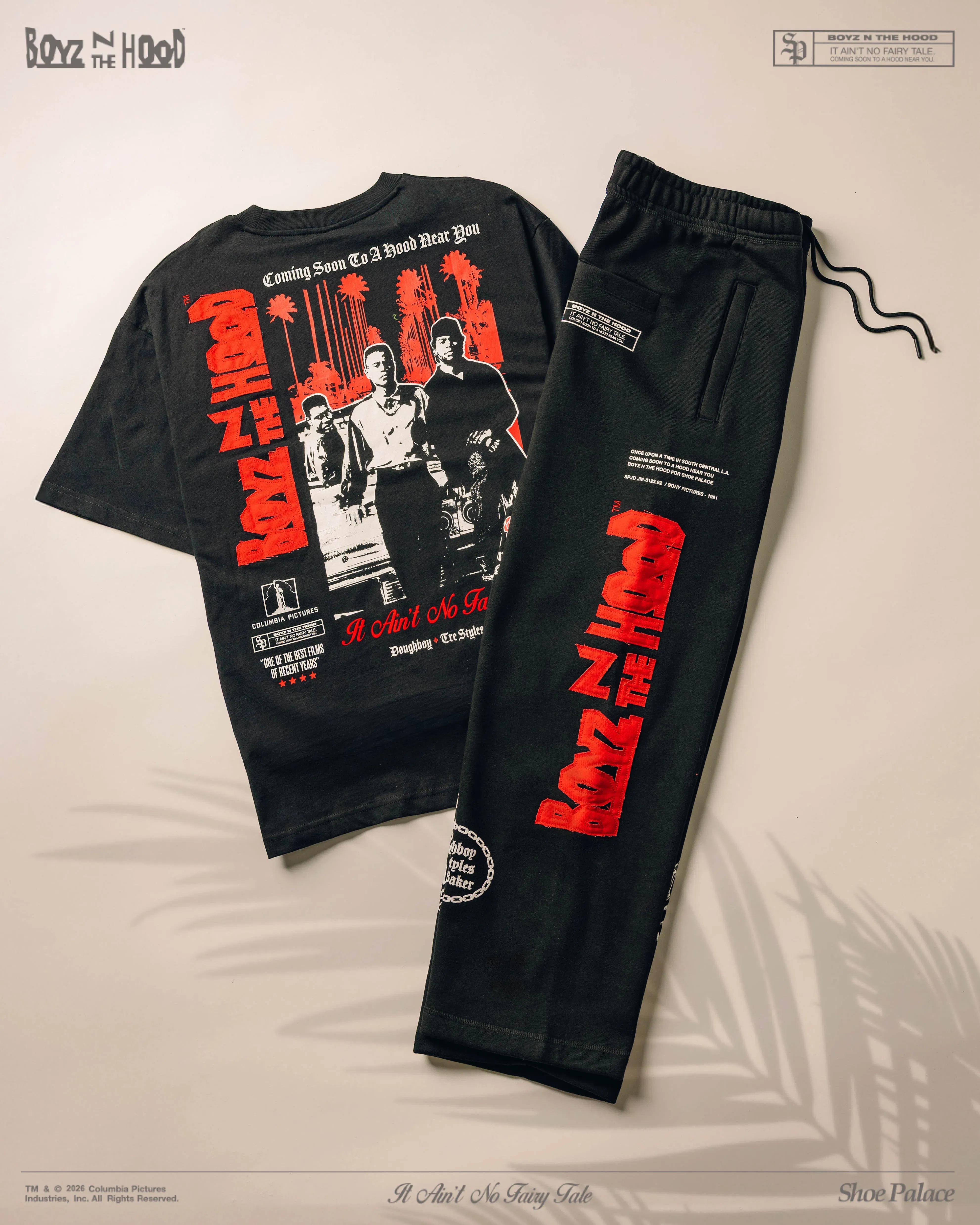 BOYZNTHEHOOD X SP SP x Boyz N The Hood Poster Mens Short Sleeve Shirt (Black/Red)