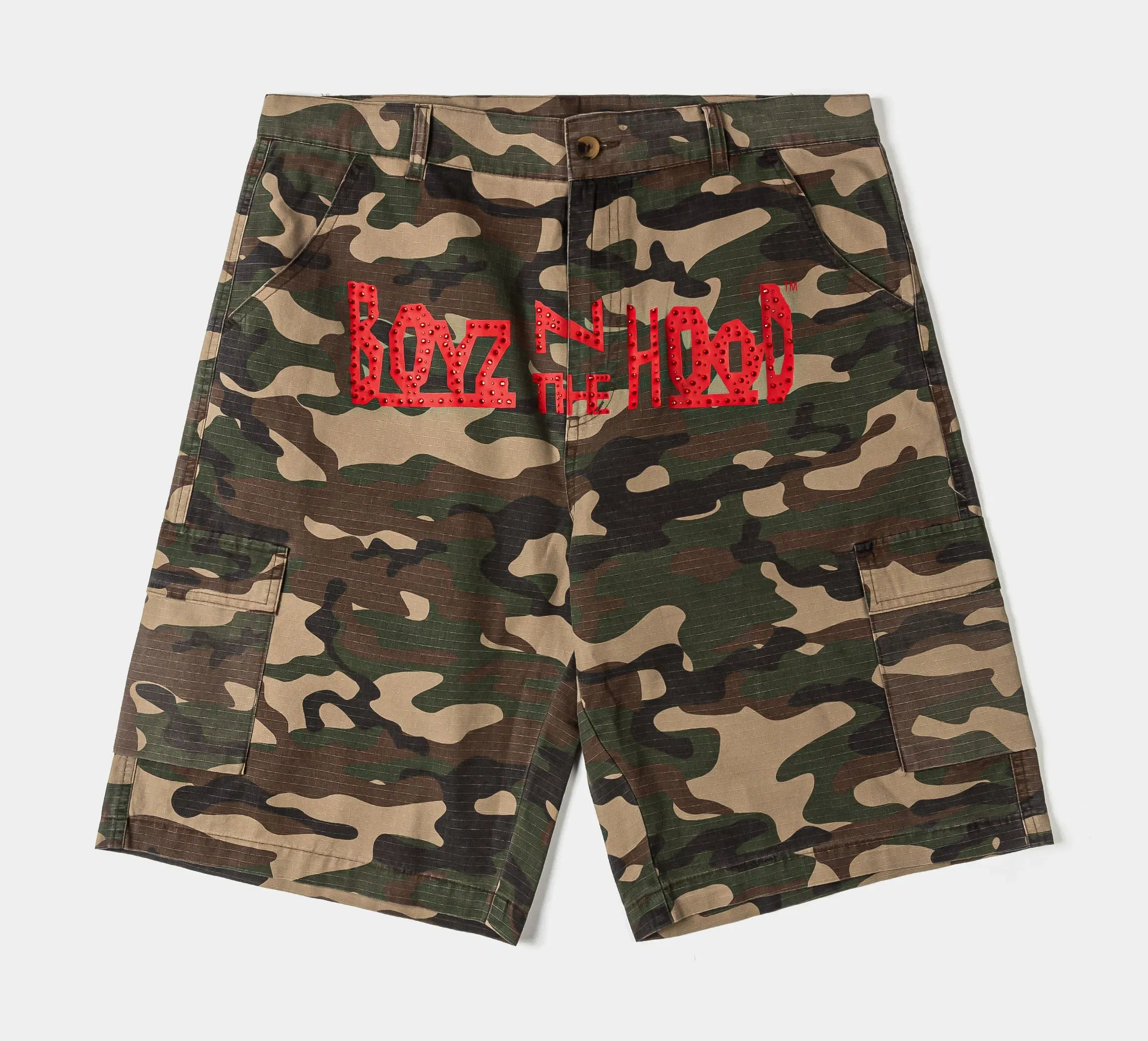 BOYZNTHEHOOD X SP SP x Boyz N The Hood Doughboy Cargo Mens Shorts (Camo/Red)