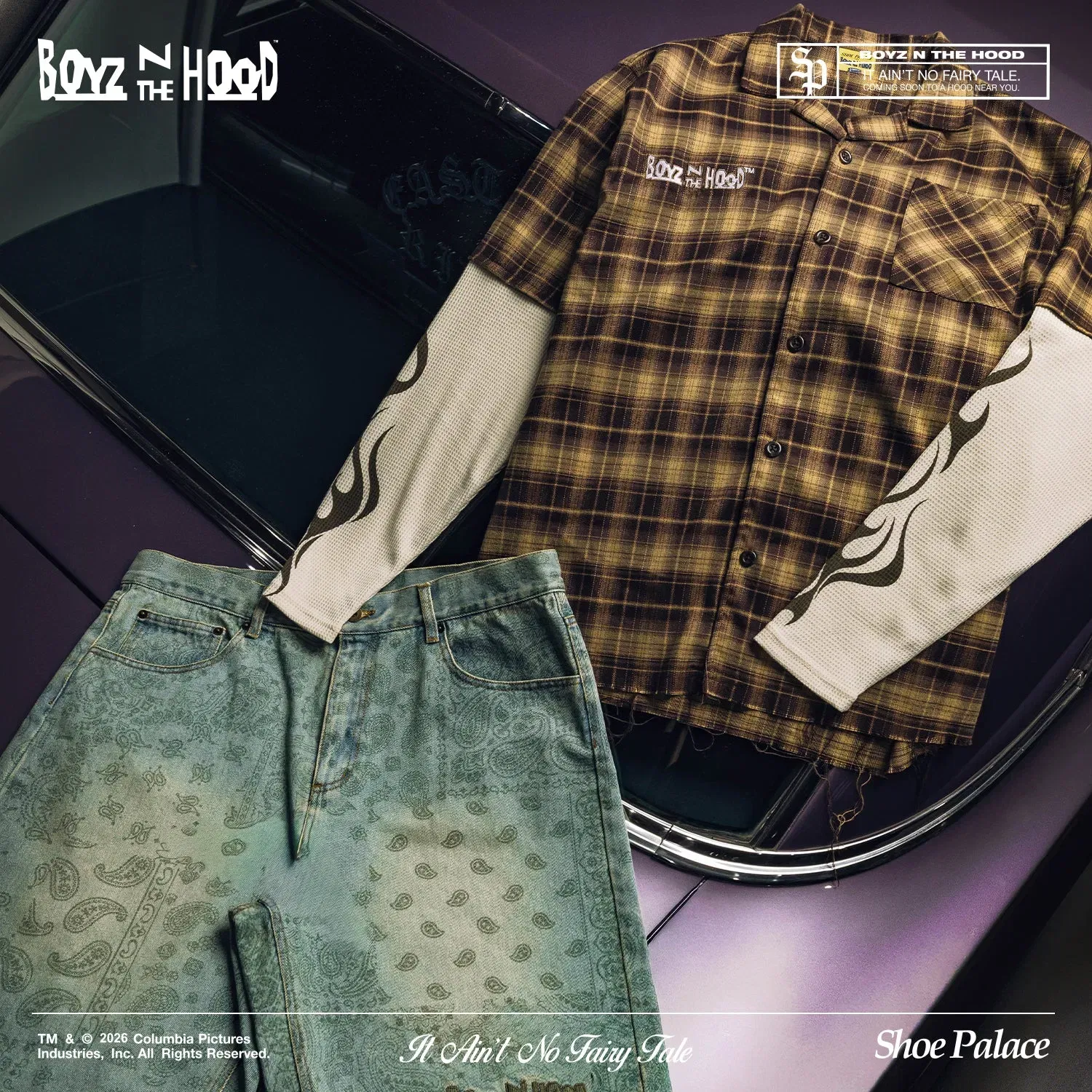BOYZNTHEHOOD X SP SP x Boyz N The Hood Stop The Violence Denim Mens Shorts (Blue)