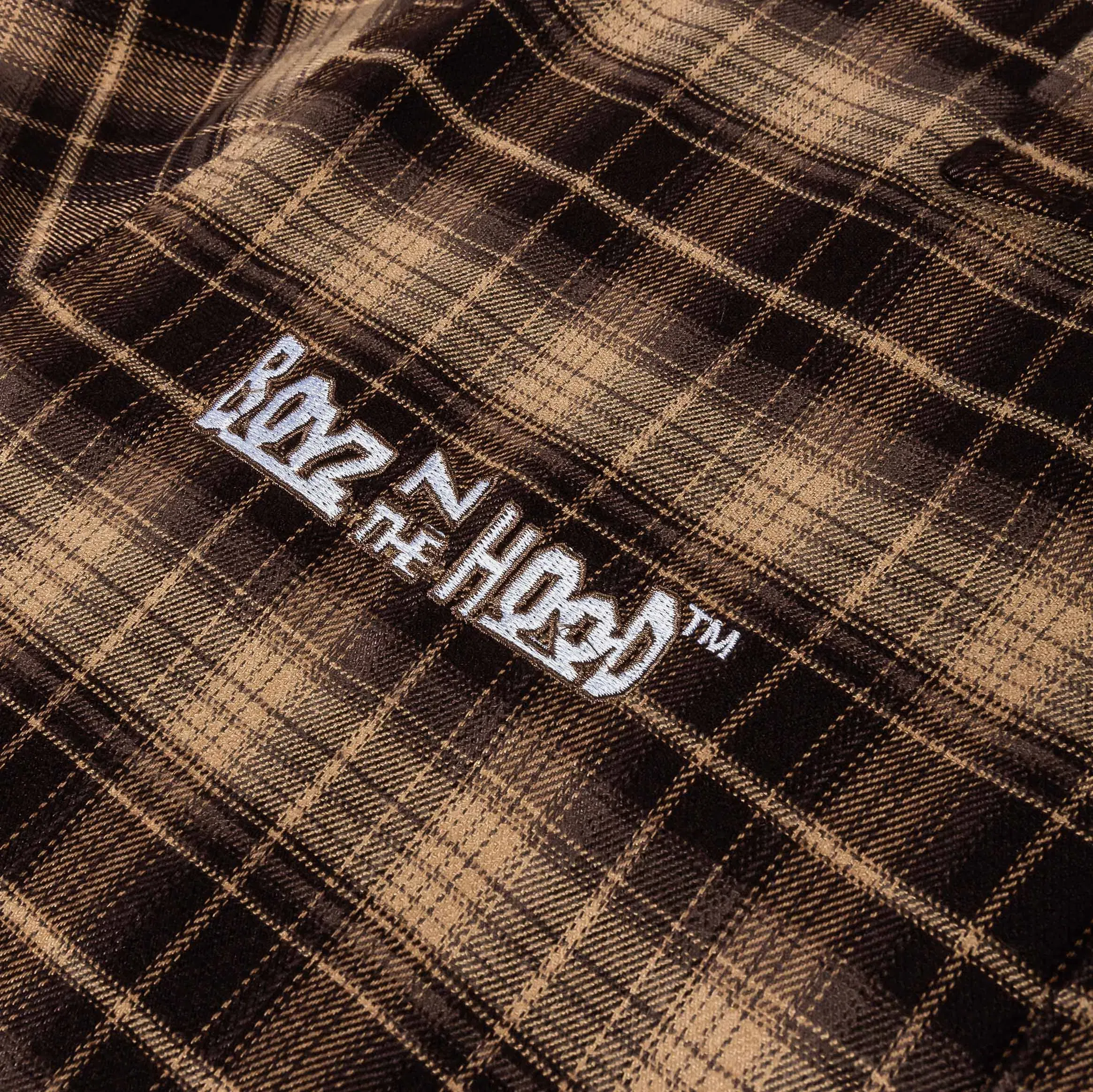 BOYZNTHEHOOD X SP SP x Boyz N The Hood Stop The Violence Button Up Mens Long Sleeve Shirt (Brown/White)