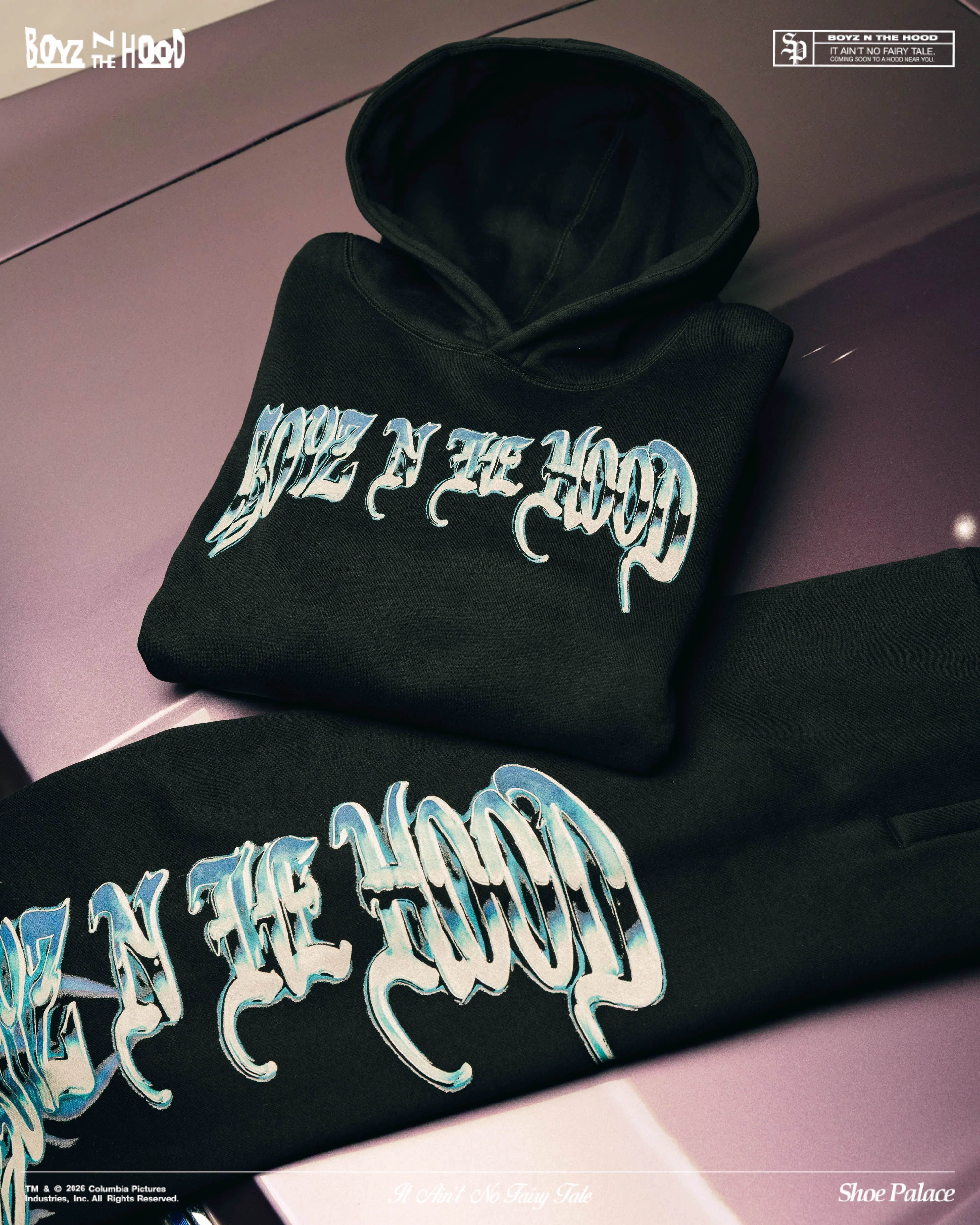 BOYZNTHEHOOD X SP SP x Boyz N The Hood Flames Fleece Mens Sweatpants (Black/Blue)