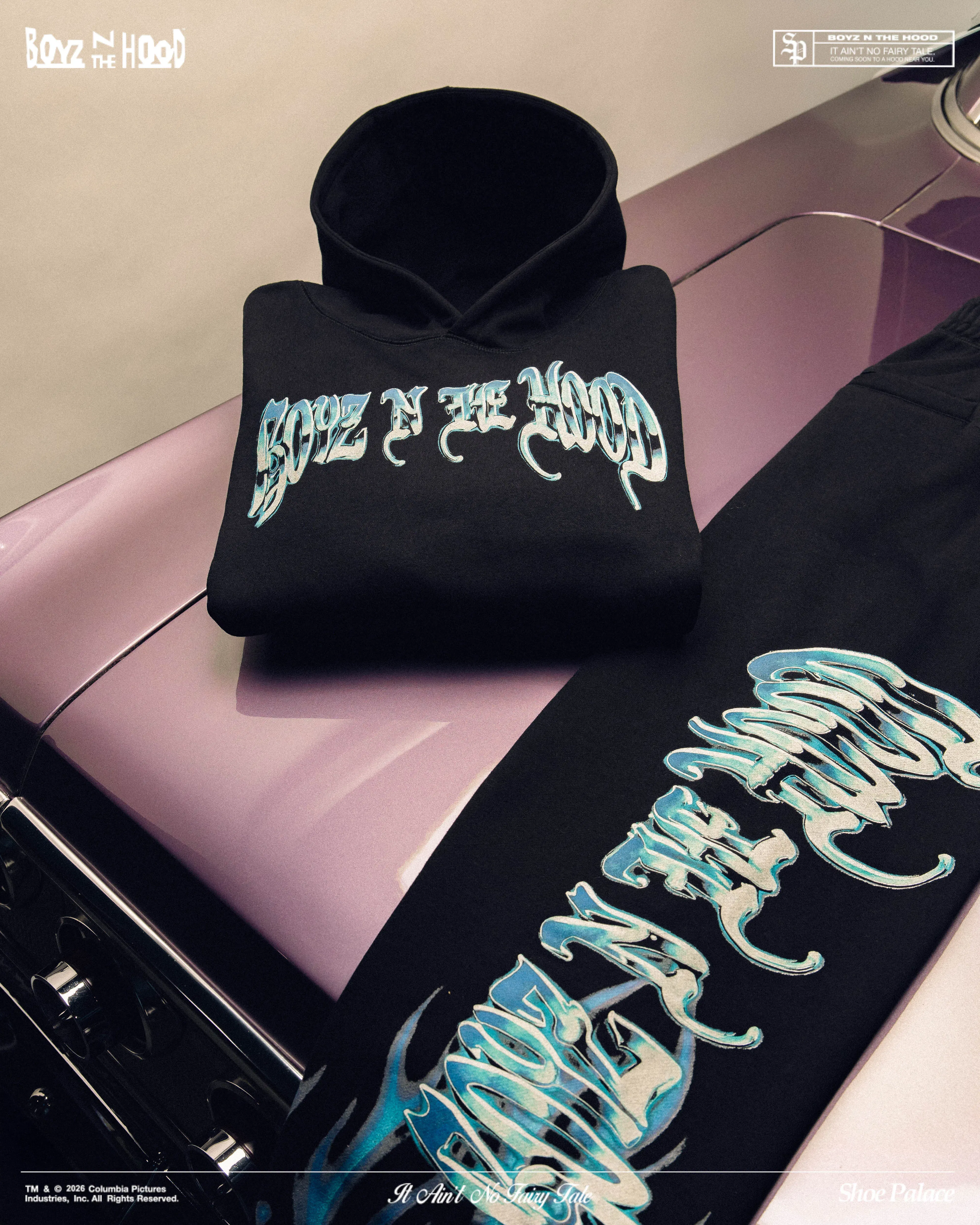 BOYZNTHEHOOD X SP SP x Boyz N The Hood Flames Pullover Mens Hoodie (Black/Blue)