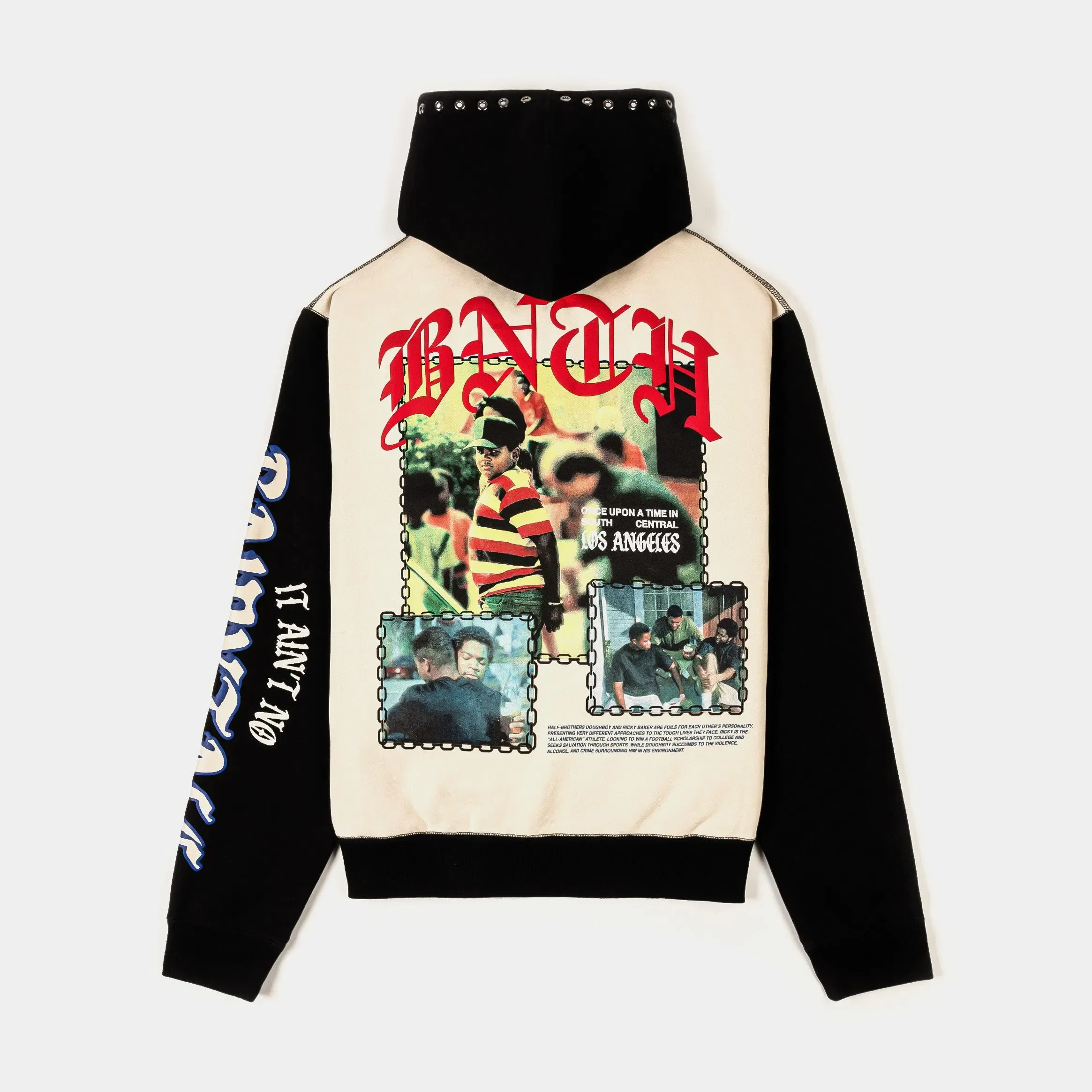 BOYZNTHEHOOD X SP SP x Boyz N The Hood Stop The Violence Zip Up Mens Hoodie (Black/Blue)