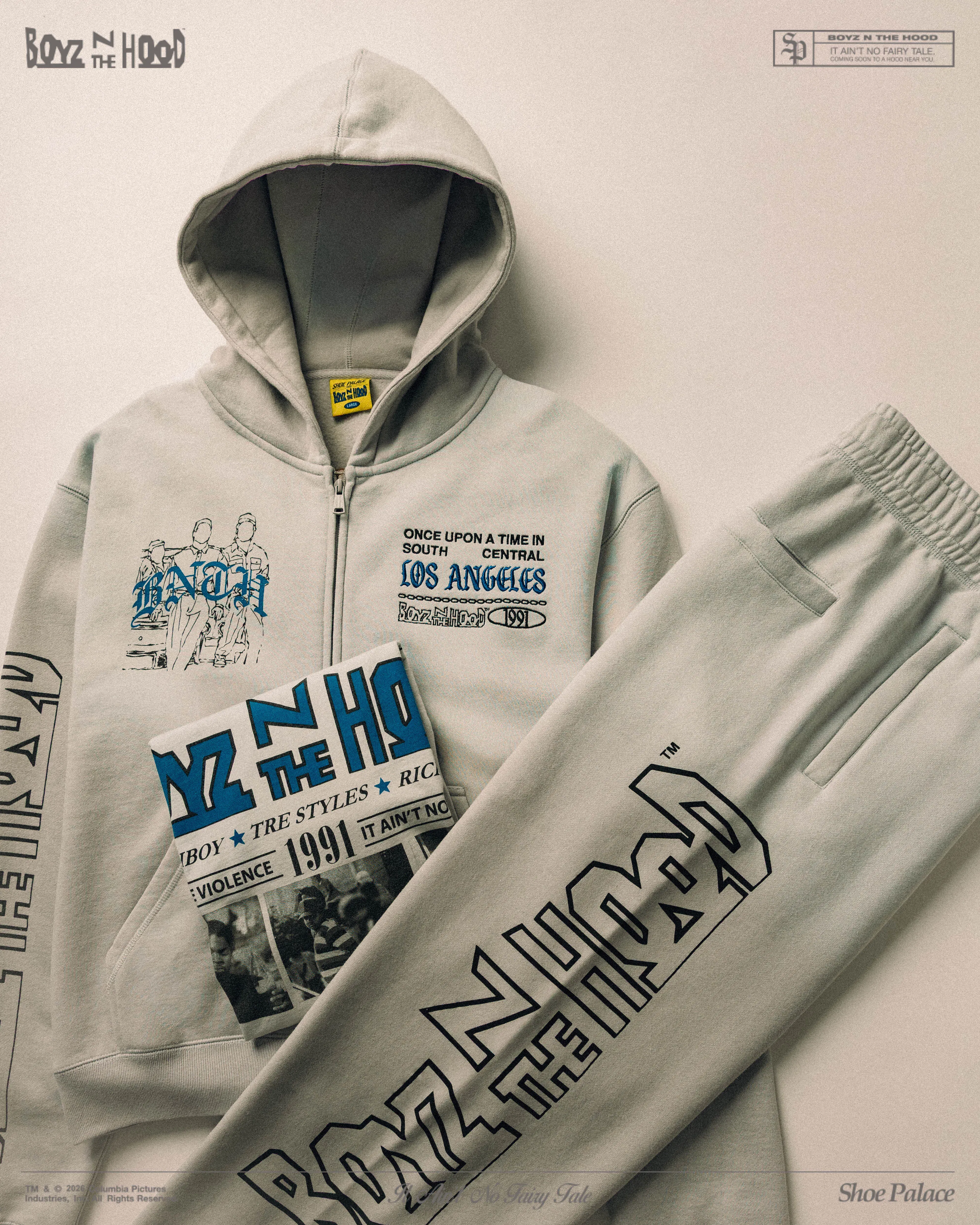 BOYZNTHEHOOD X SP SP x Boyz N The Hood Zip Up Mens Hoodie (Grey/Blue)