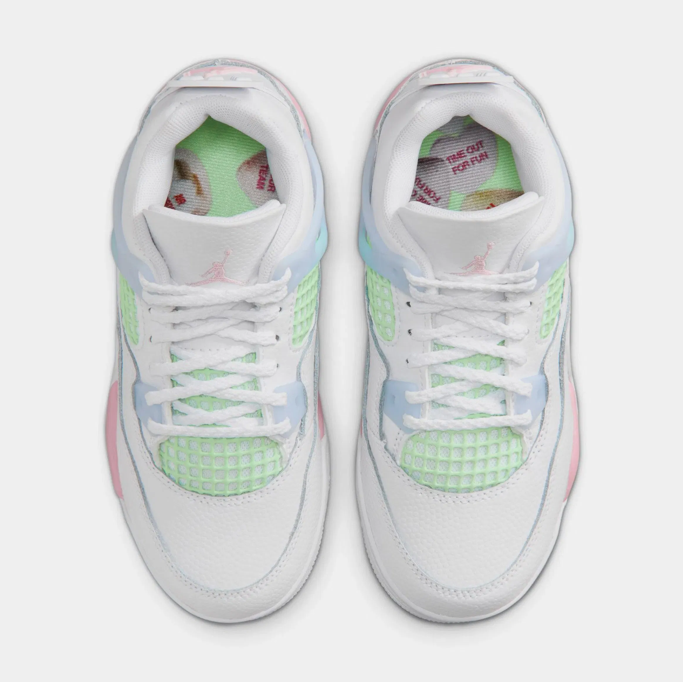 Air Jordan 4 Retro Medium Soft Pink Preschool Lifestyle Shoes (White/Medium Soft Pink/Half Blue)