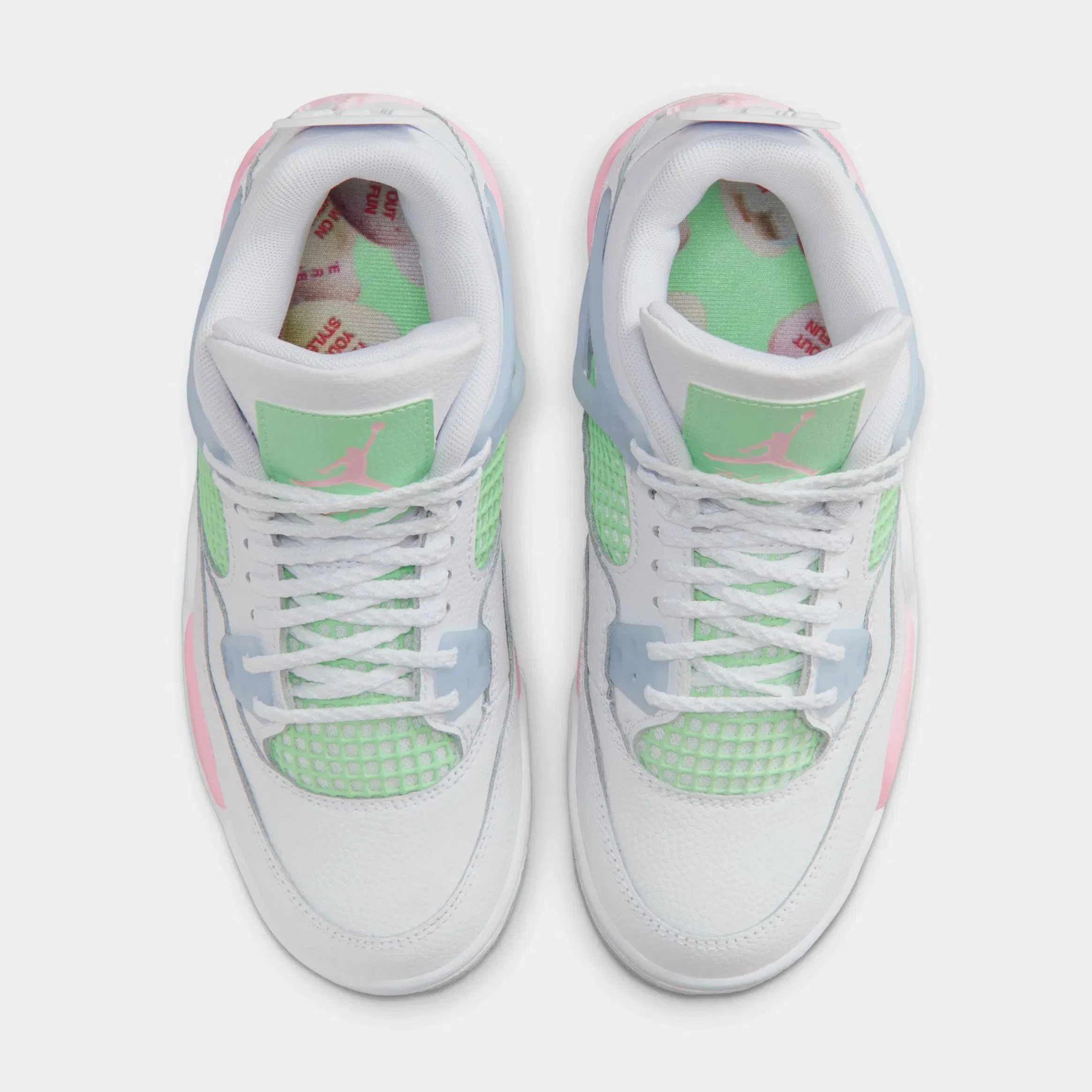 Air Jordan 4 Retro Medium Soft Pink Grade School Lifestyle Shoes (White/Medium Soft Pink/Half Blue)