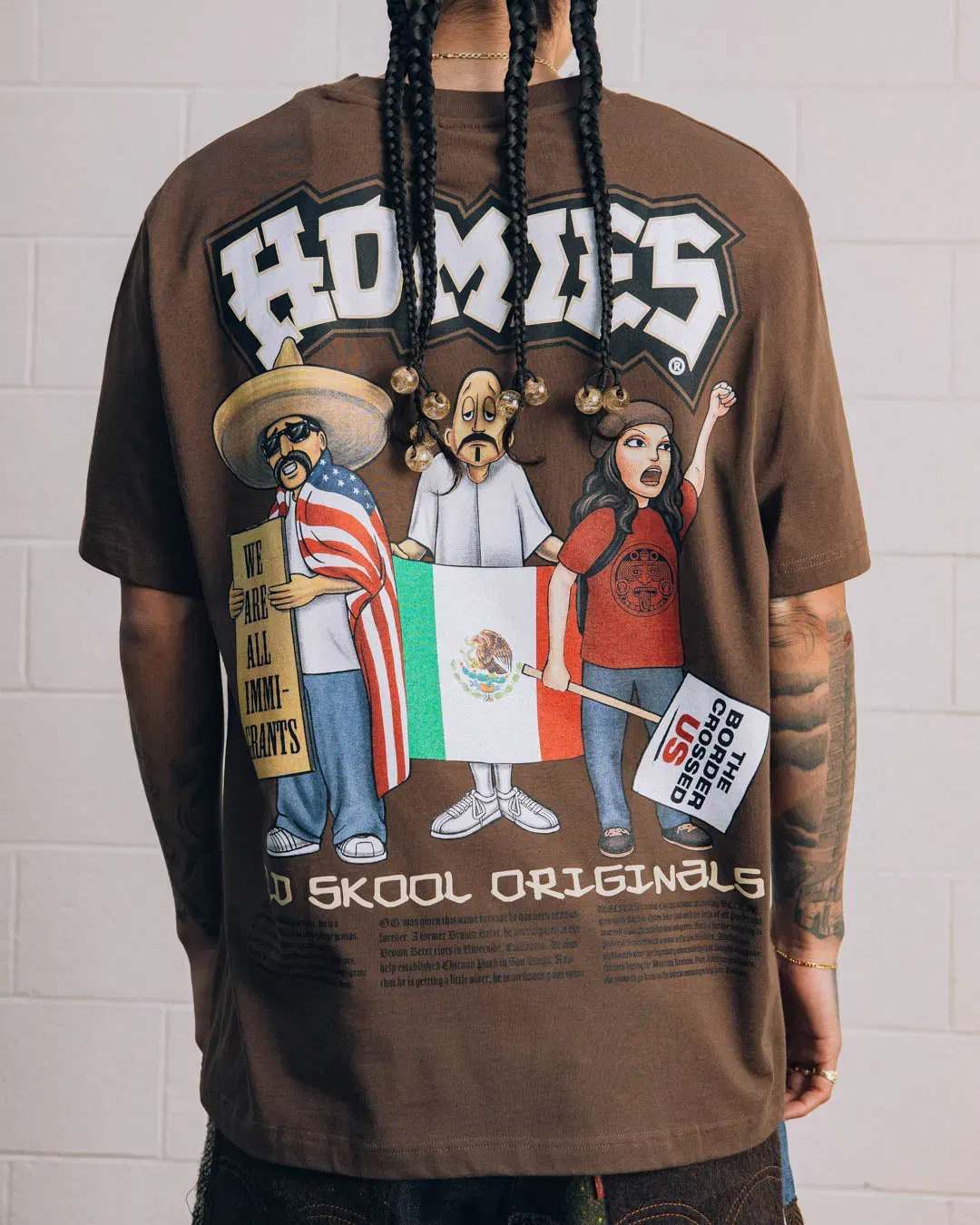 HOMIES X SP SP x Homies Old Skool Mens Short Sleeve Shirt (Brown/White)