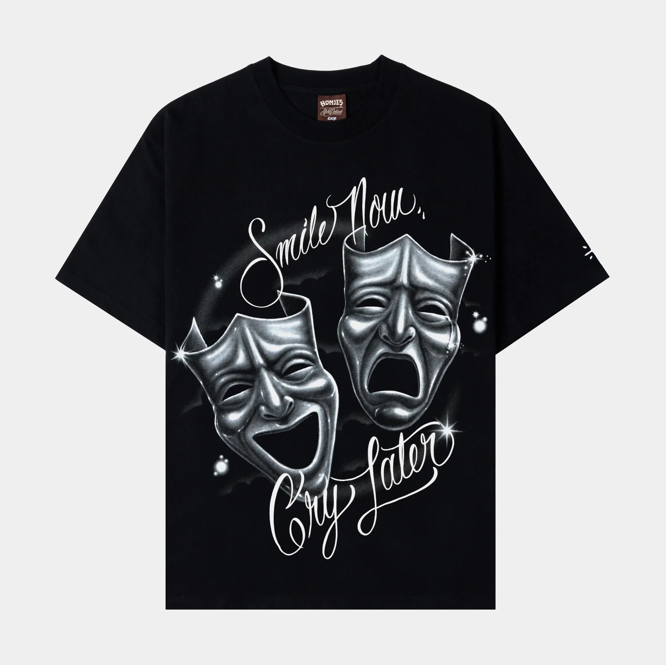 HOMIES X SP SP x Homies Smile Now Cry Later Mens Short Sleeve Shirt (Black/Silver)