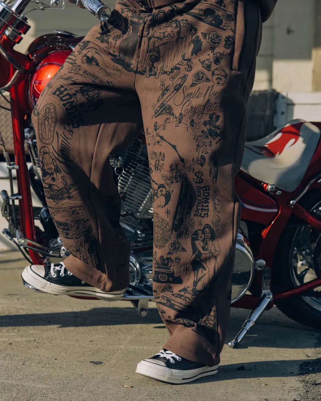 HOMIES X SP SP x Homies All Over Print Fleece Mens Sweatpants (Brown/Black)