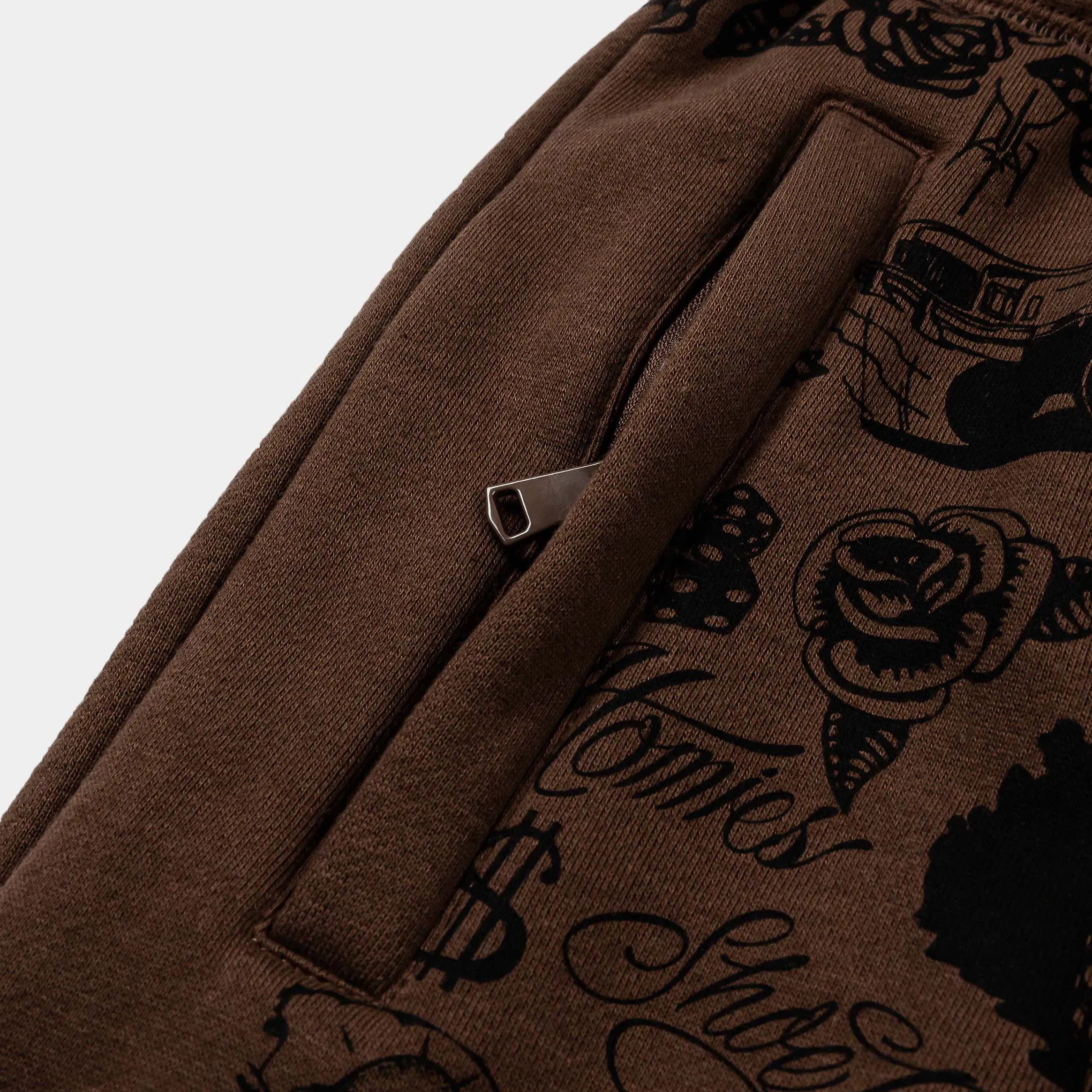 HOMIES X SP SP x Homies All Over Print Fleece Mens Sweatpants (Brown/Black)