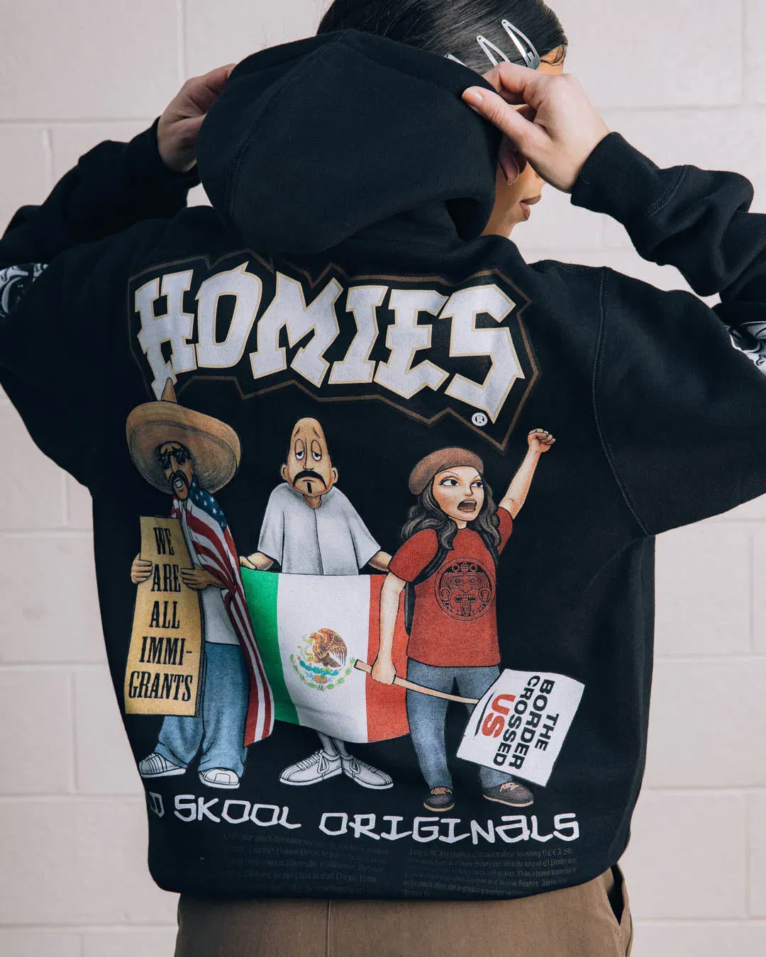 HOMIES X SP SP x Homies Old Skool Fleece Pullover Mens Hoodie (Black/White)