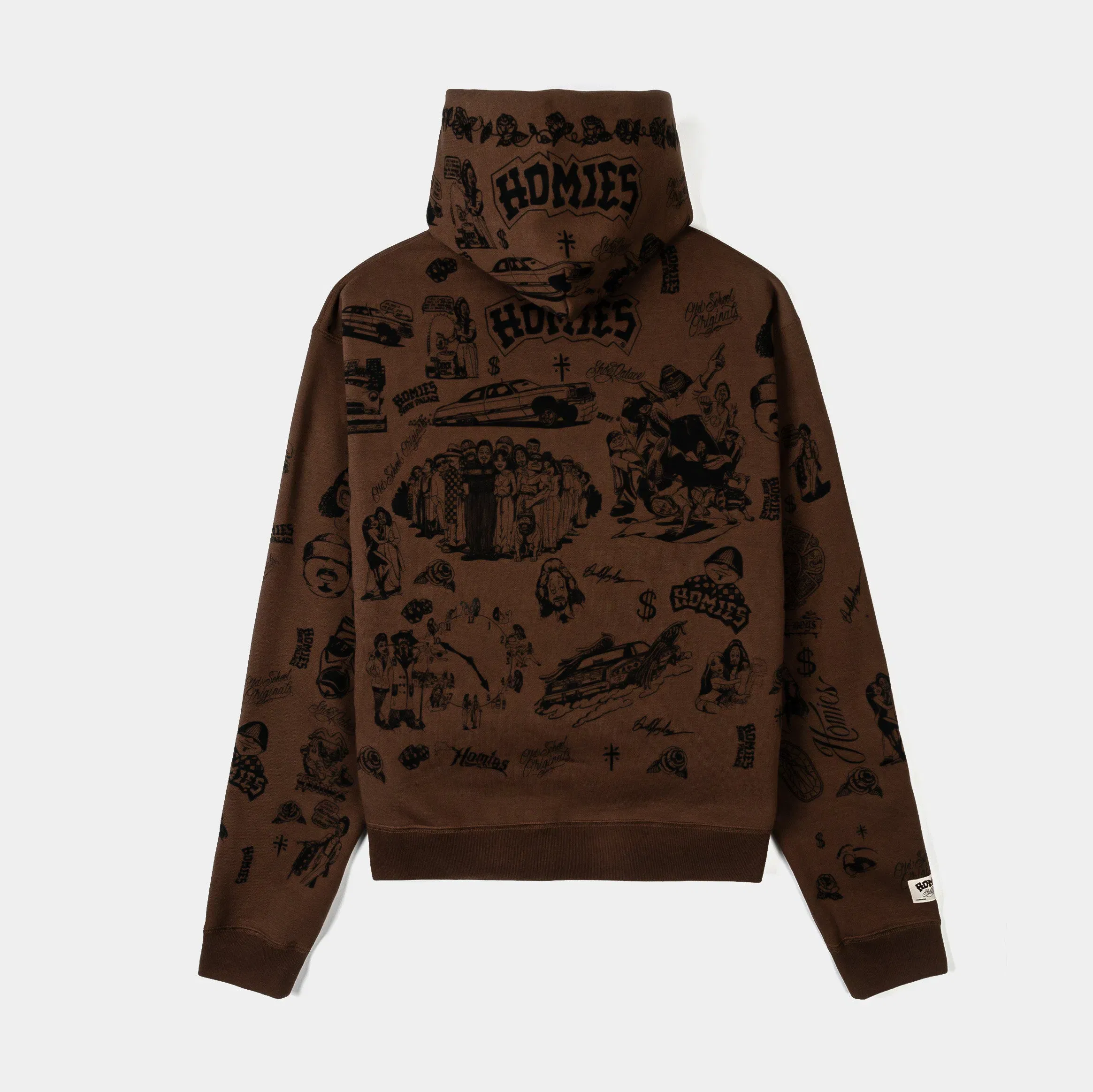 HOMIES X SP SP x Homies All Over Print Zip Up Fleece Mens Hoodie (Brown/Black)