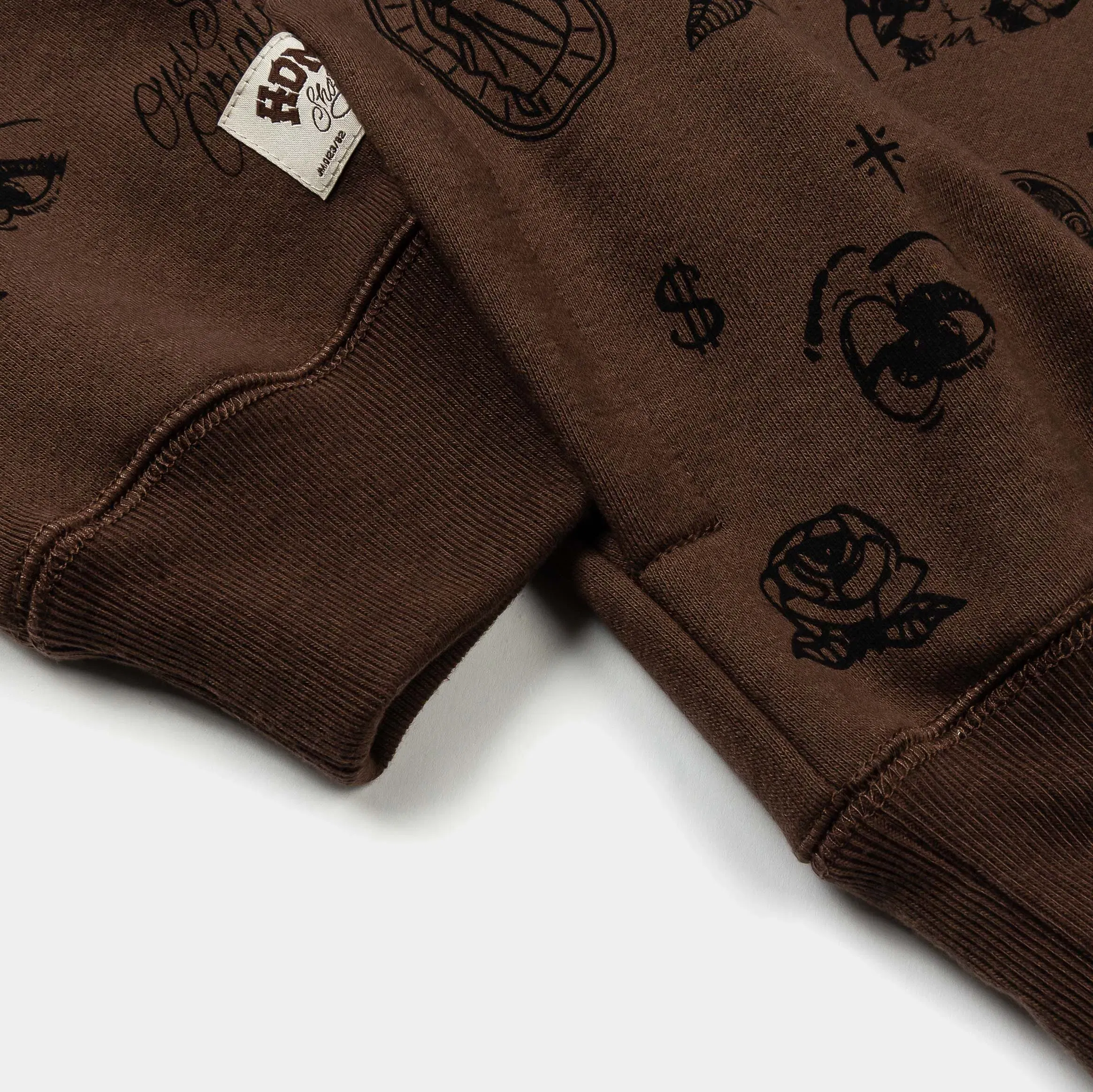 HOMIES X SP SP x Homies All Over Print Zip Up Fleece Mens Hoodie (Brown/Black)