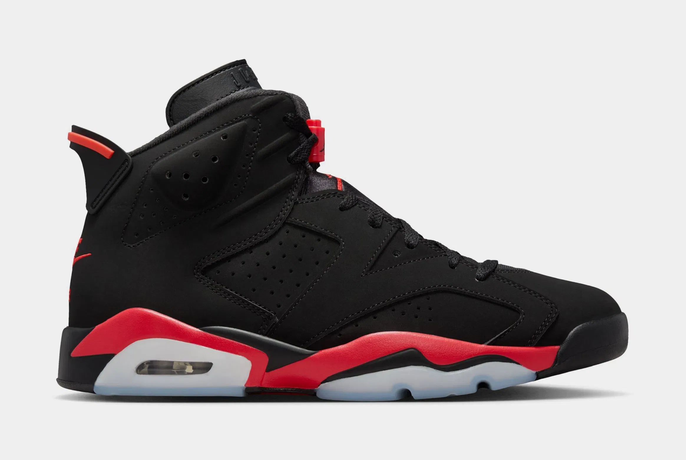 Air Jordan 6 Retro Infrared Salesman Mens Lifestyle Shoes (Black/Light Crimson)