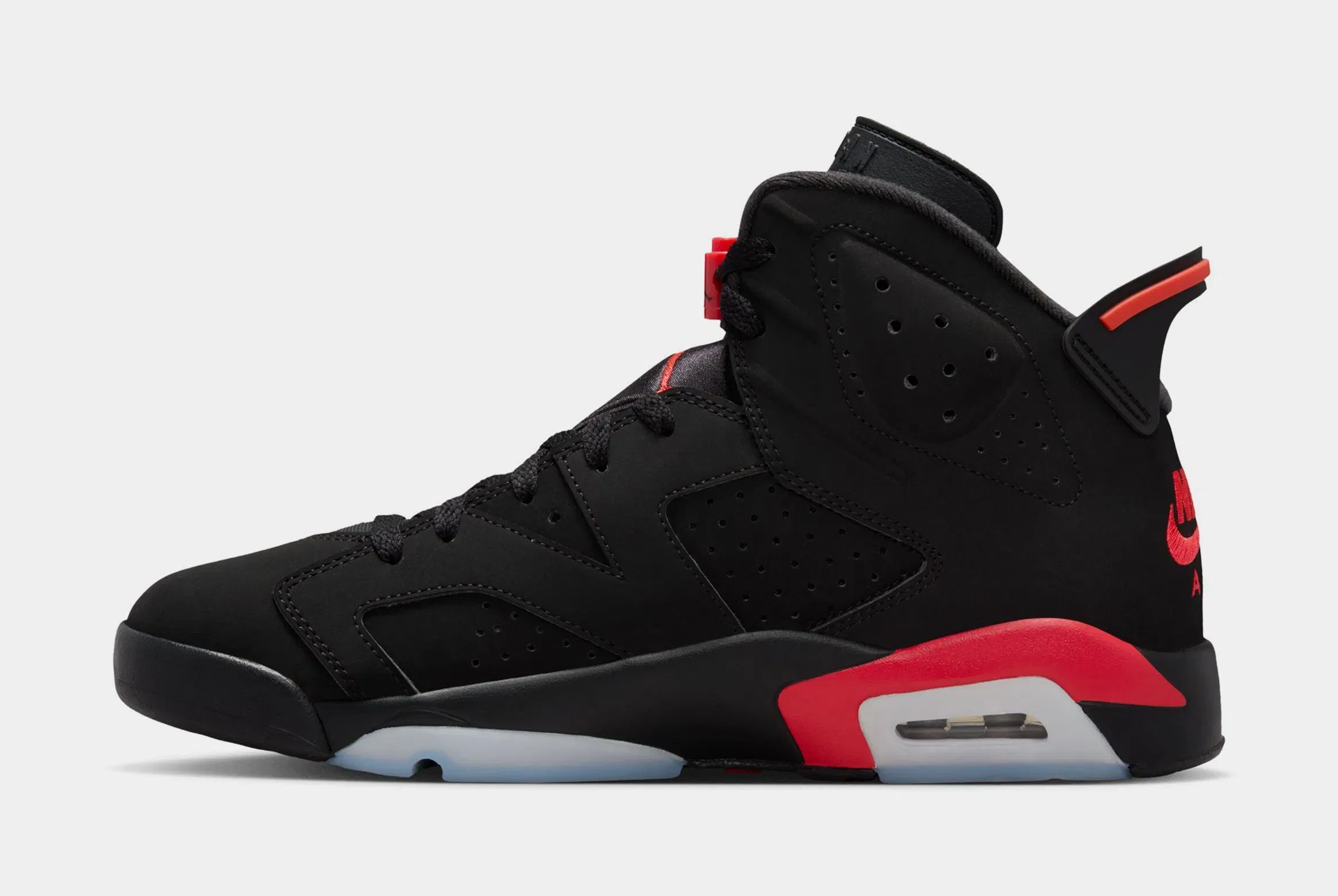 Air Jordan 6 Retro Infrared Salesman Mens Lifestyle Shoes (Black/Light Crimson)