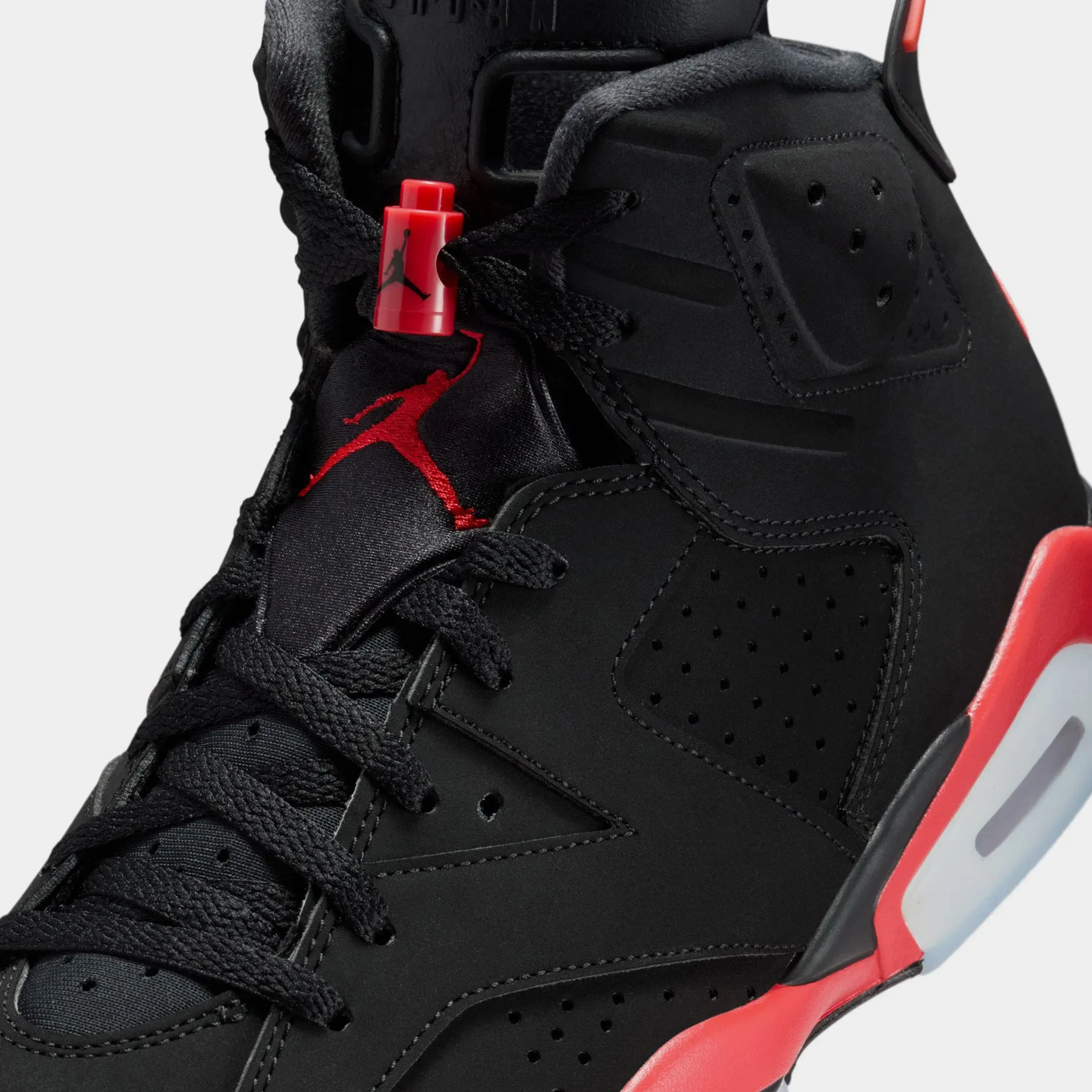 Air Jordan 6 Retro Infrared Salesman Mens Lifestyle Shoes (Black/Light Crimson)