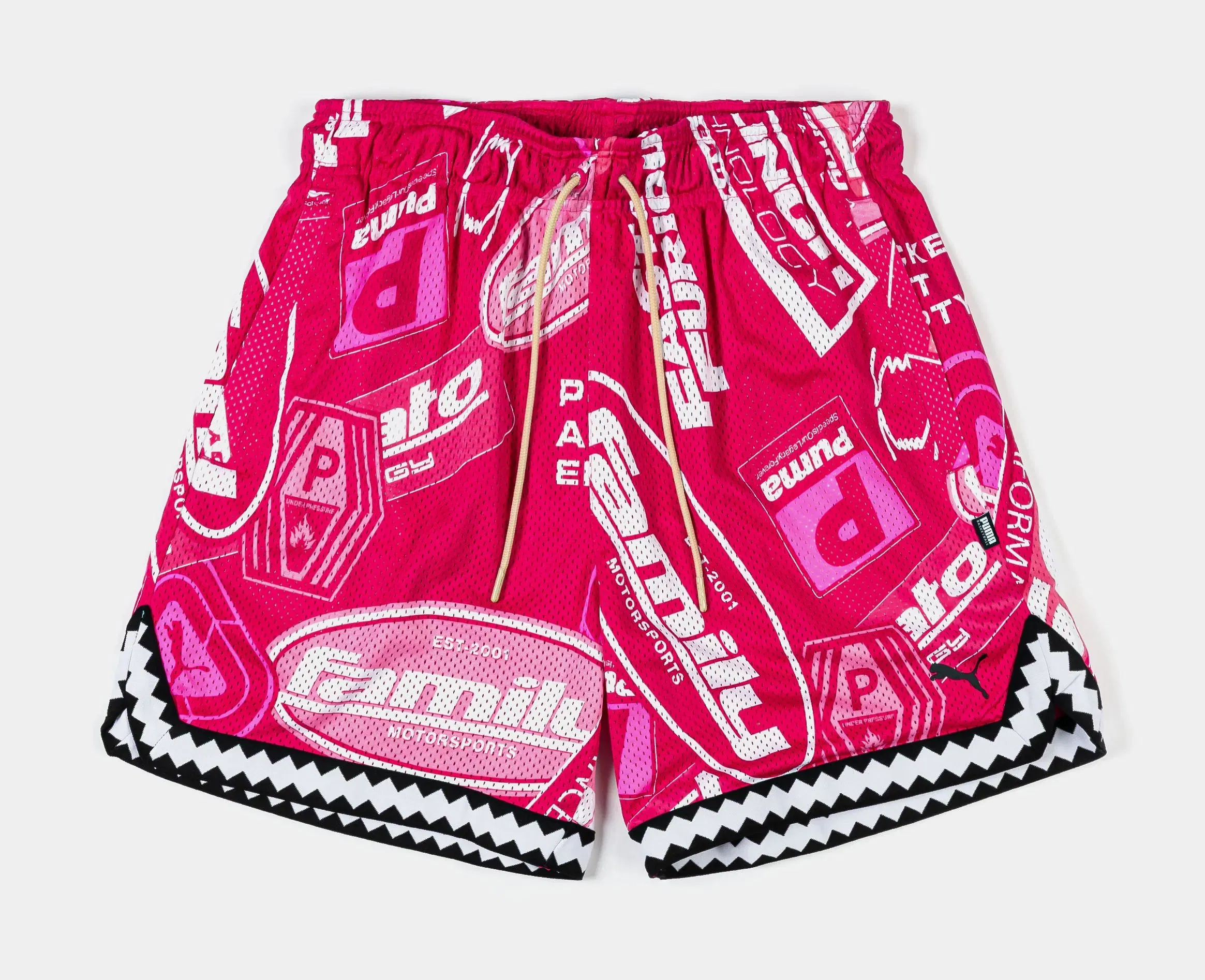 Puma Fast & Furious Mesh Reversable 6" Mens Shorts (Pink/White)