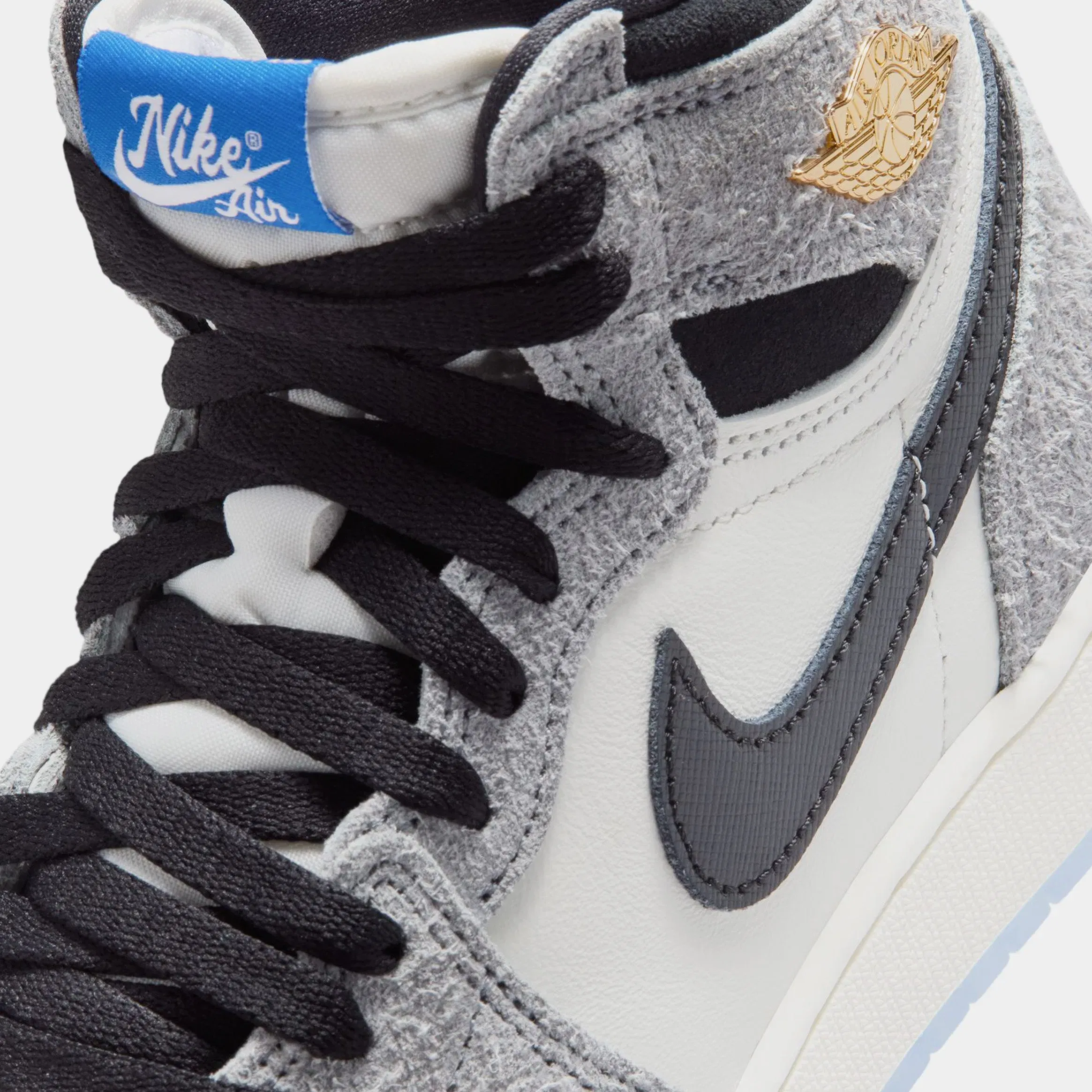 Air Jordan 1 Retro High OG Cool Grey Grade School Lifestyle Shoes (Cool Grey/Black/Game Royal)