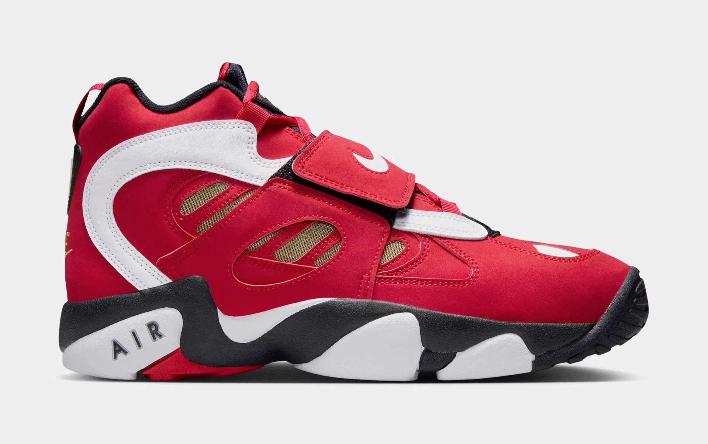 Nike Air Diamond Turf II Prime Red Mens Basketball Shoes (Prime Red/White/Black/Metallic Gold)