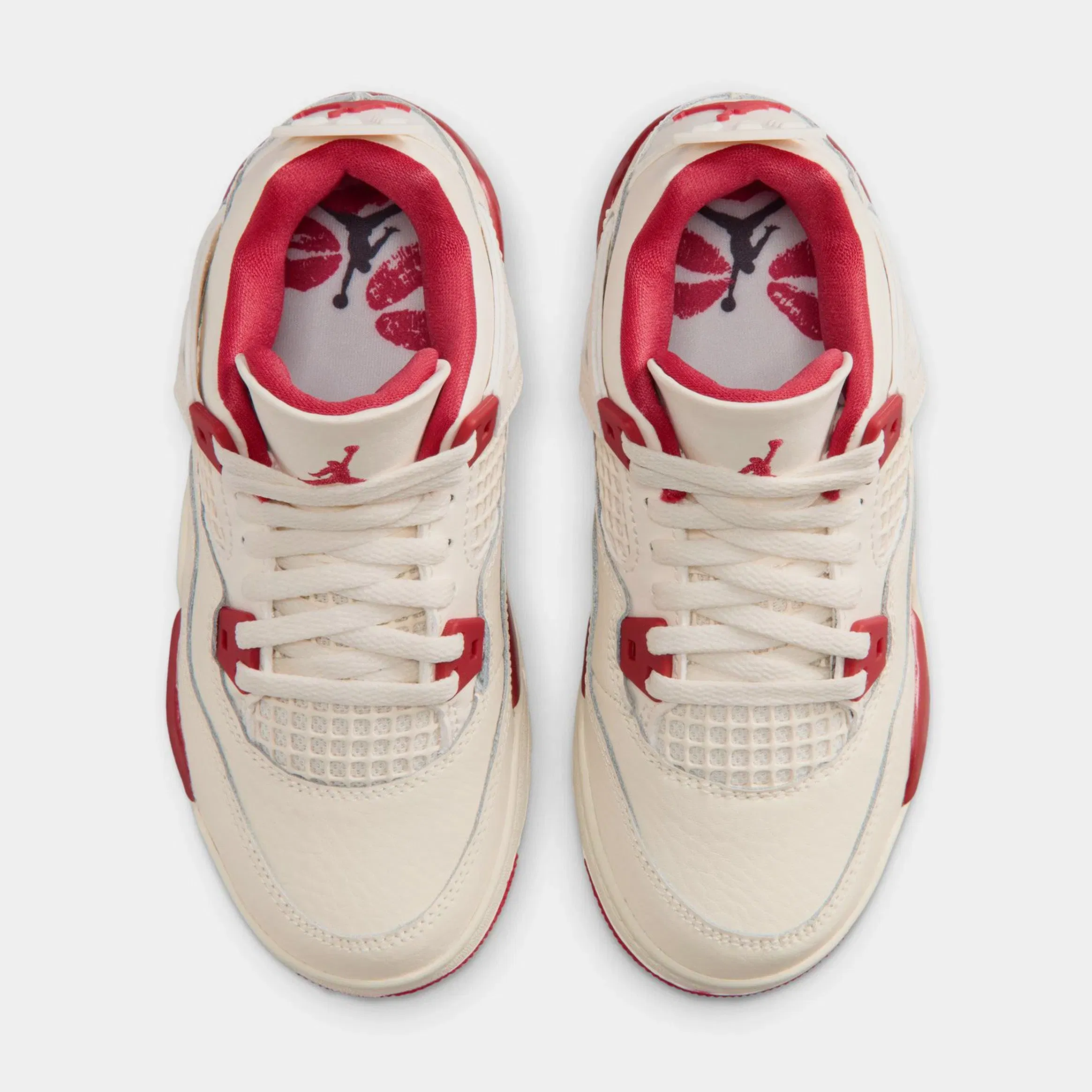Air Jordan 4 Retro Valentines Day Preschool Lifestyle Shoes (Pale Ivory/Sierra Red/Tough Red)
