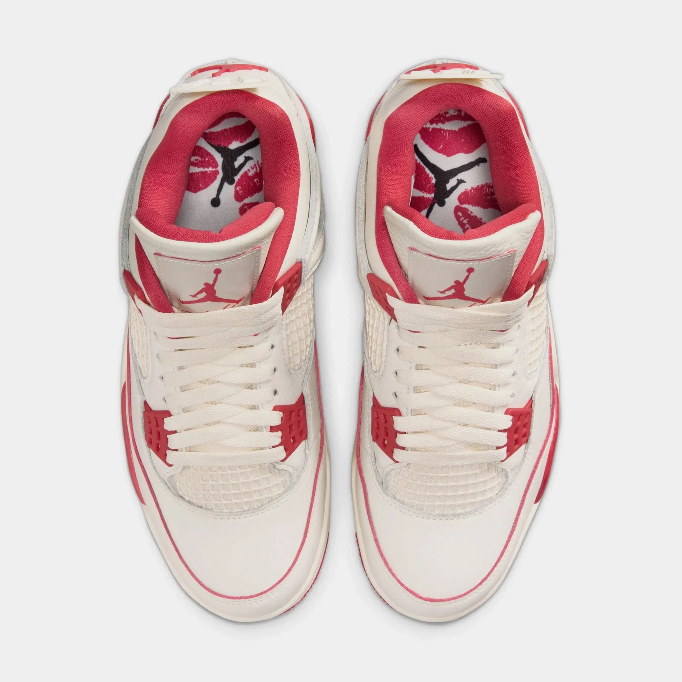 Air Jordan 4 Retro Valentines Day Womens Lifestyle Shoes (Pale Ivory/Sierra Red/Tough Red)