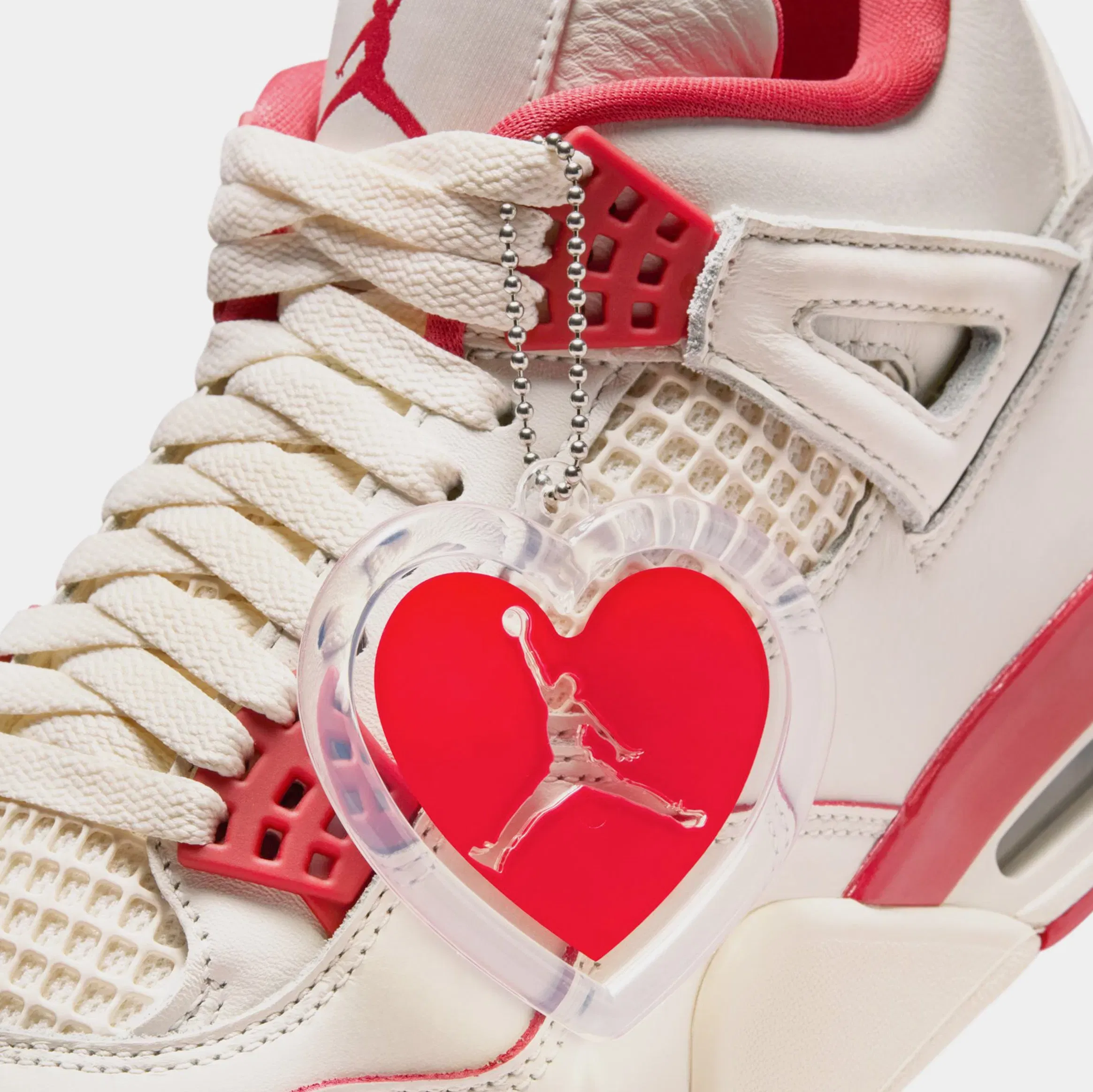 Air Jordan 4 Retro Valentines Day Womens Lifestyle Shoes (Pale Ivory/Sierra Red/Tough Red)