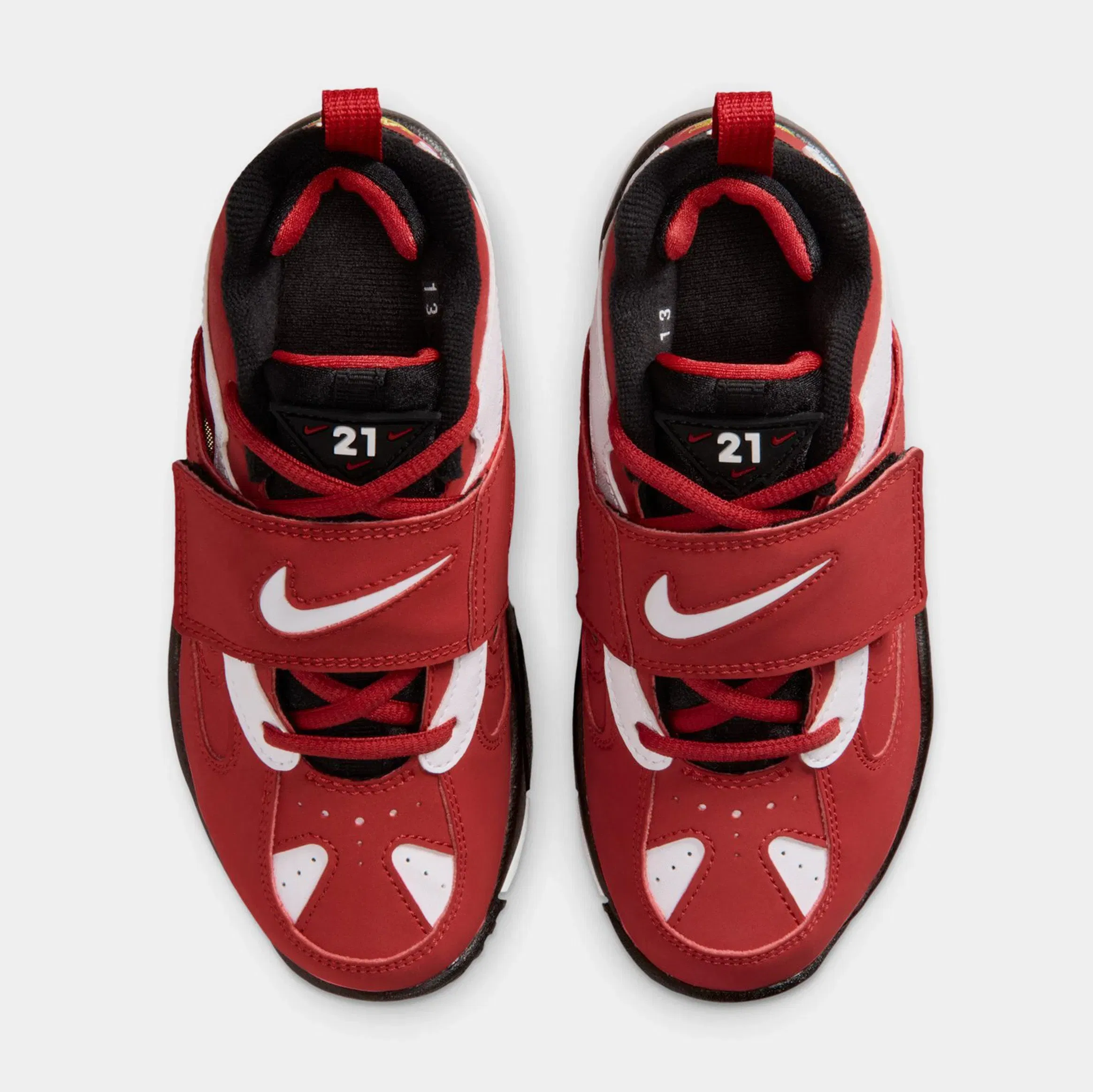 Nike Air Diamond Turf II Prime Red Preschool Basketball Shoes (Prime Red/White/Black/Metallic Gold)