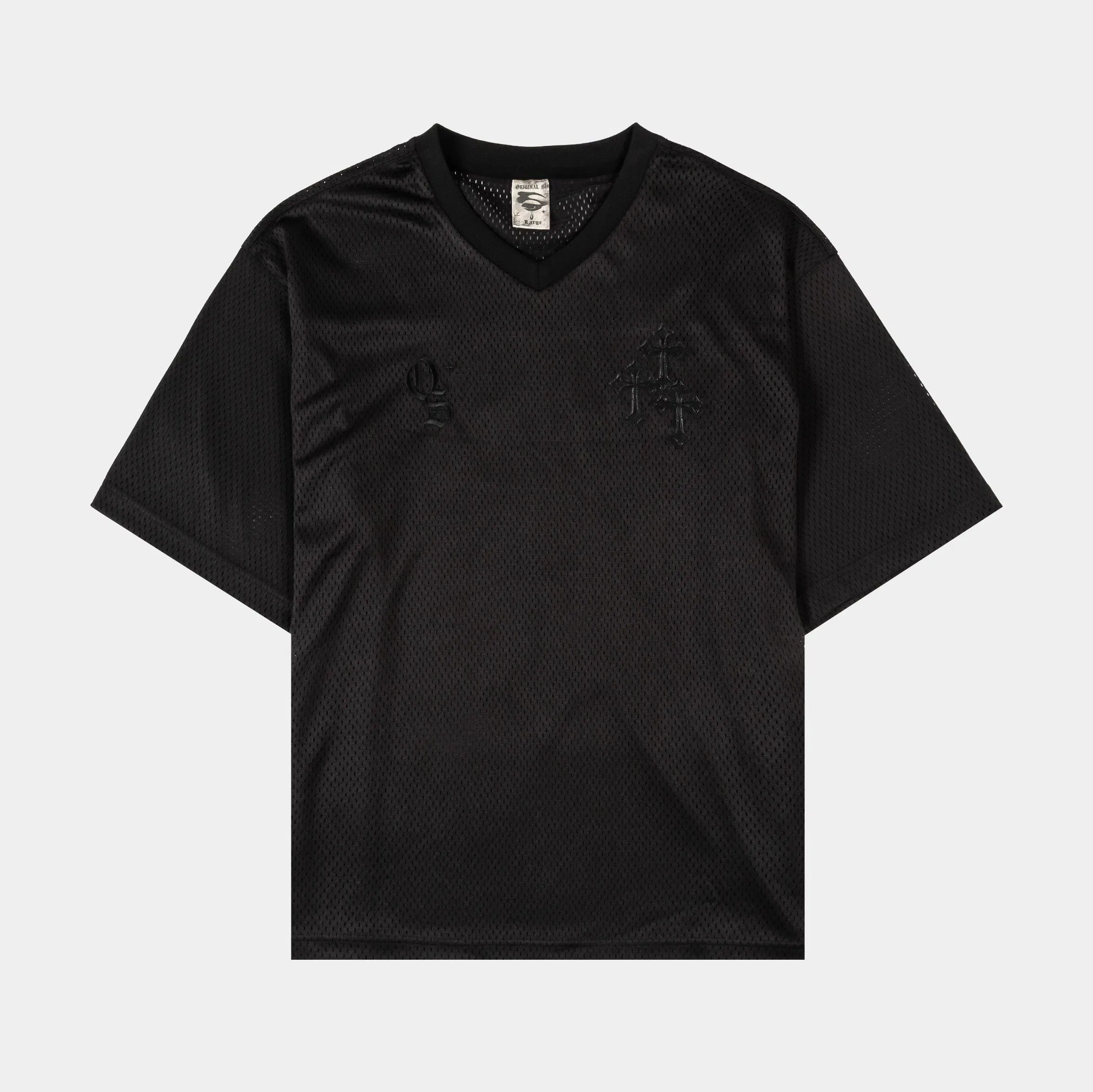 ORIGINAL SIN Cross Rhinestone Mesh Mens Jersey (Black)